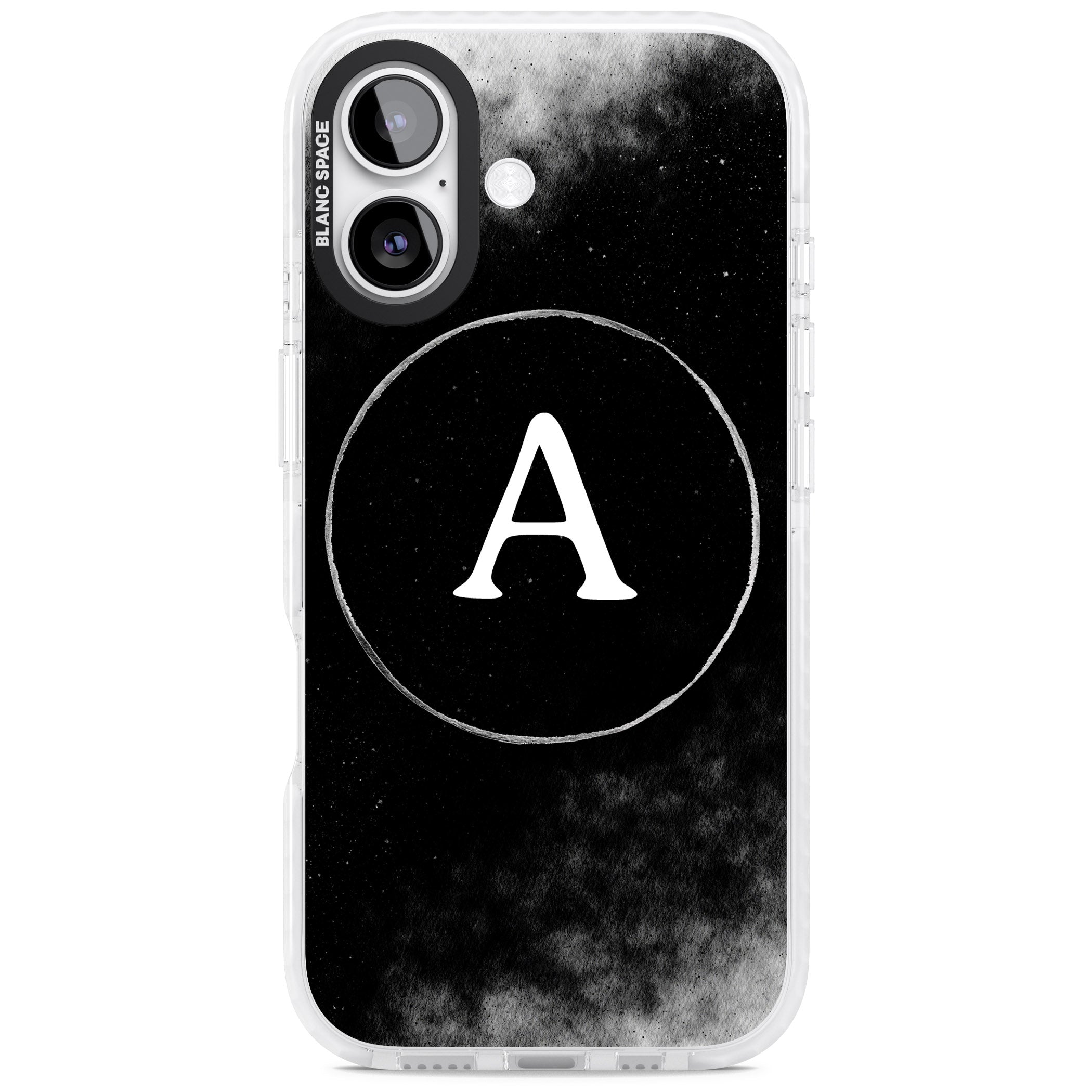 Personalised Monochrome Cosmic Monogram iPhone 17 Impact Clear Phone Case