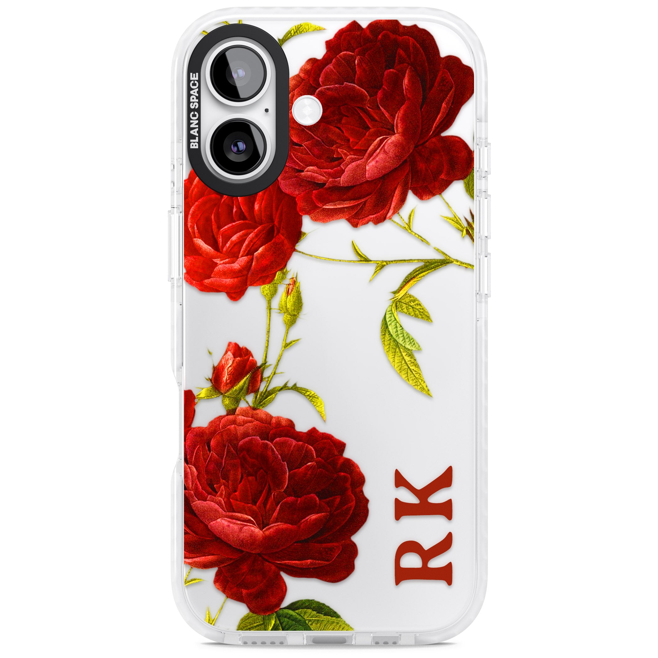 Personalised Vintage Floral Red Roses iPhone 17 Impact Clear Phone Case