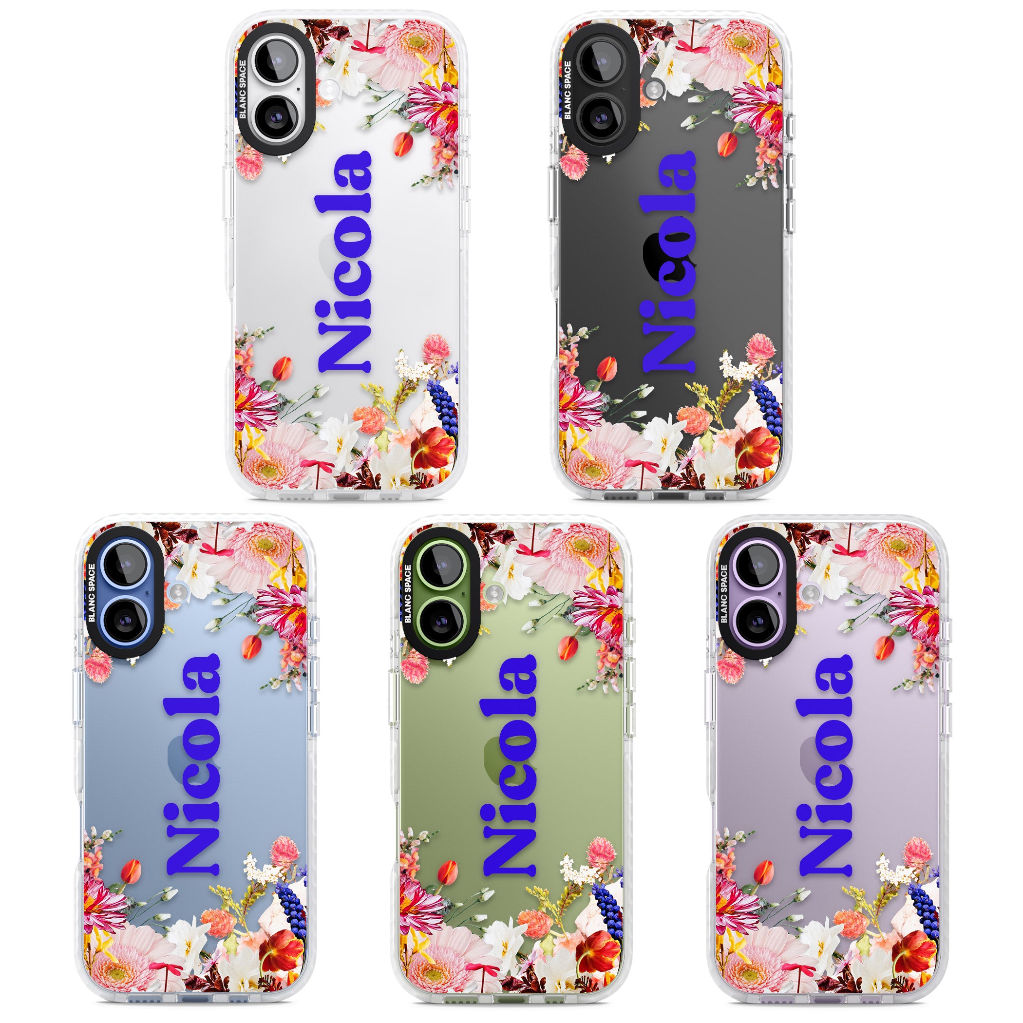 Personalised Floral Name iPhone 17 Impact Clear Phone Case APT Impact Protection