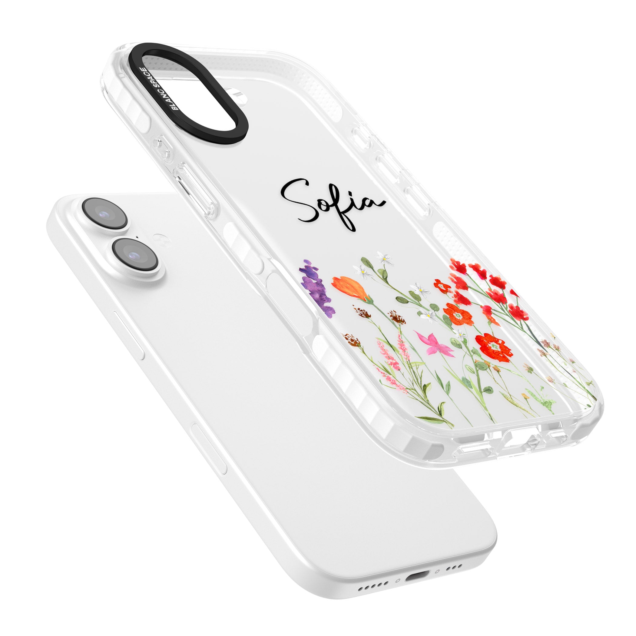 Personalised Spring Wildflowers iPhone 17 Impact Clear Phone Case Colours