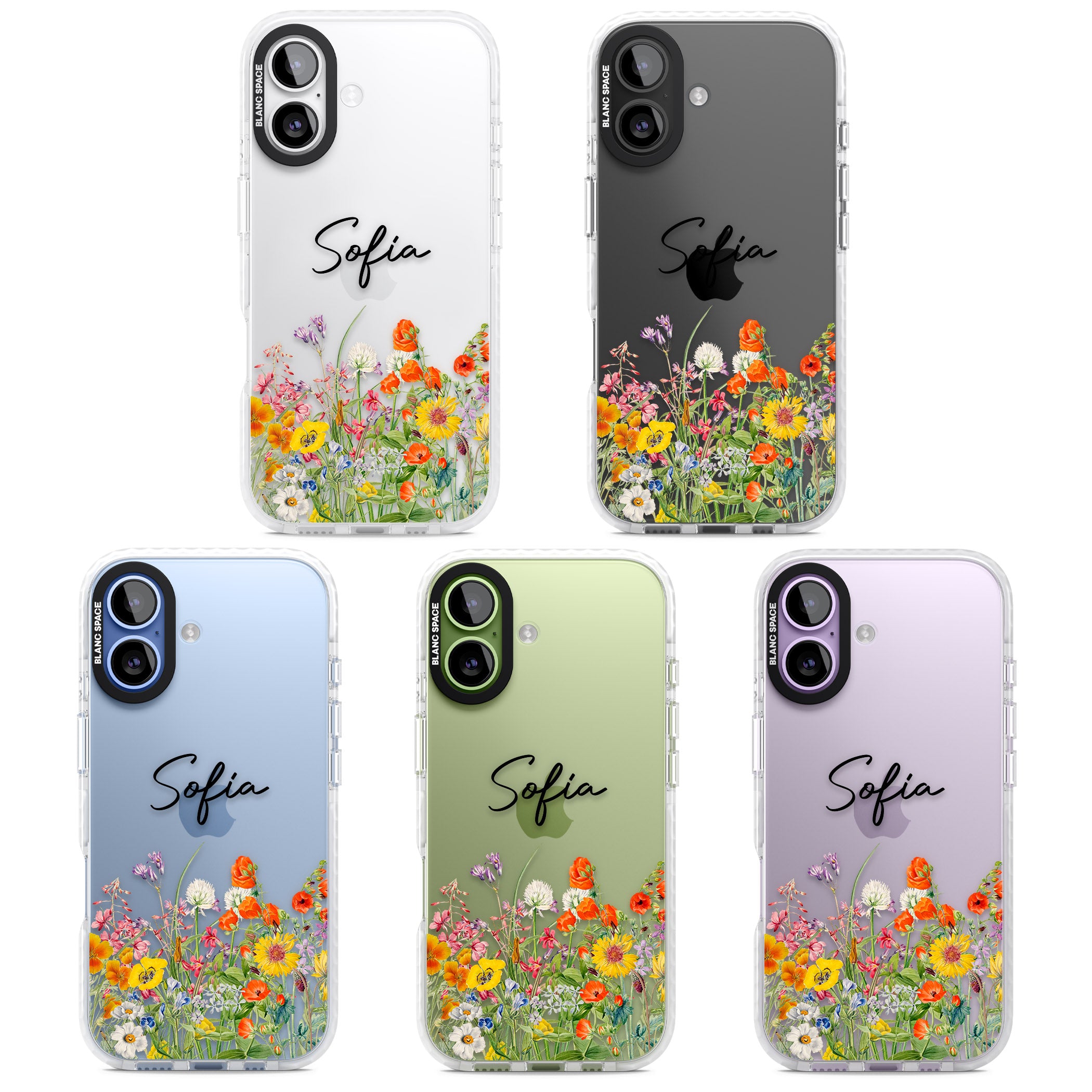 Personalised Summer Wildflowers iPhone 17 Impact Clear Phone Case APT Impact Protection
