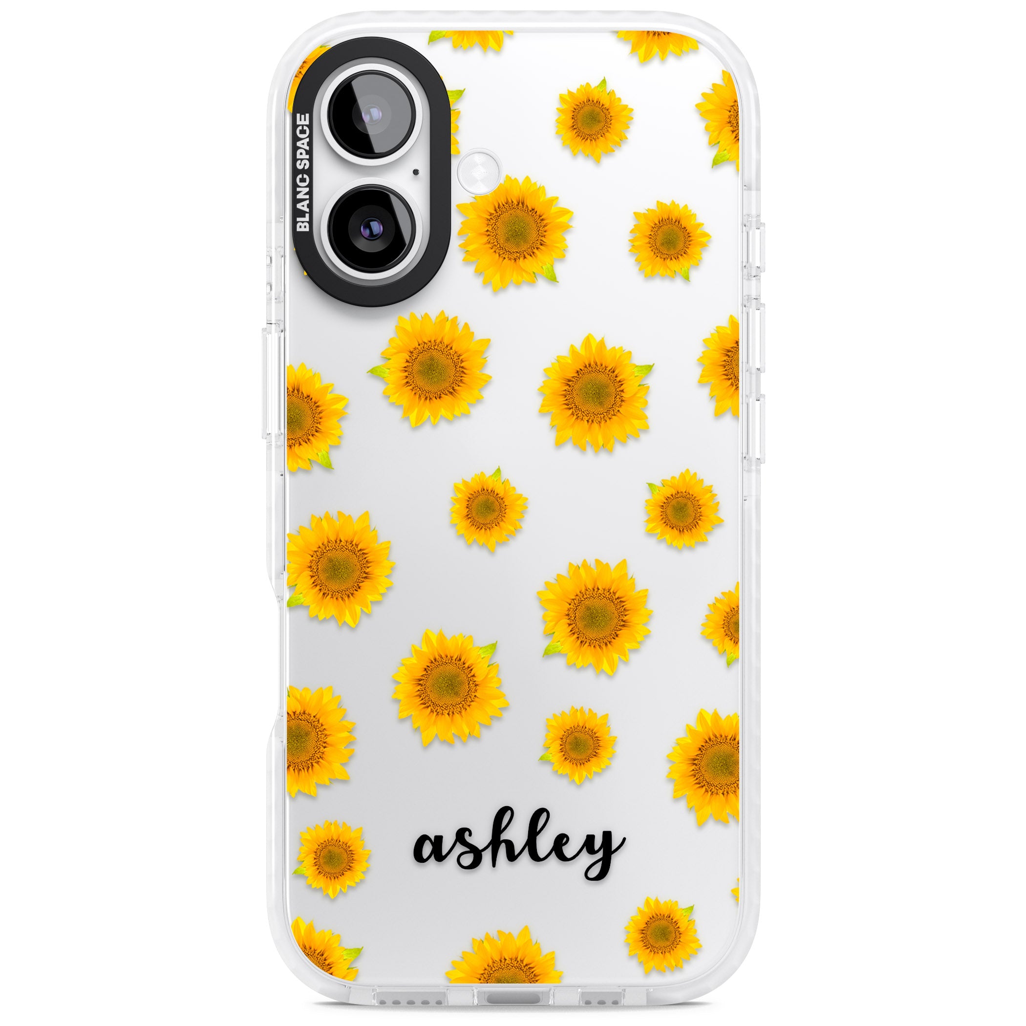 Personalised Sunflowers & Cursive iPhone 17 Impact Clear Phone Case