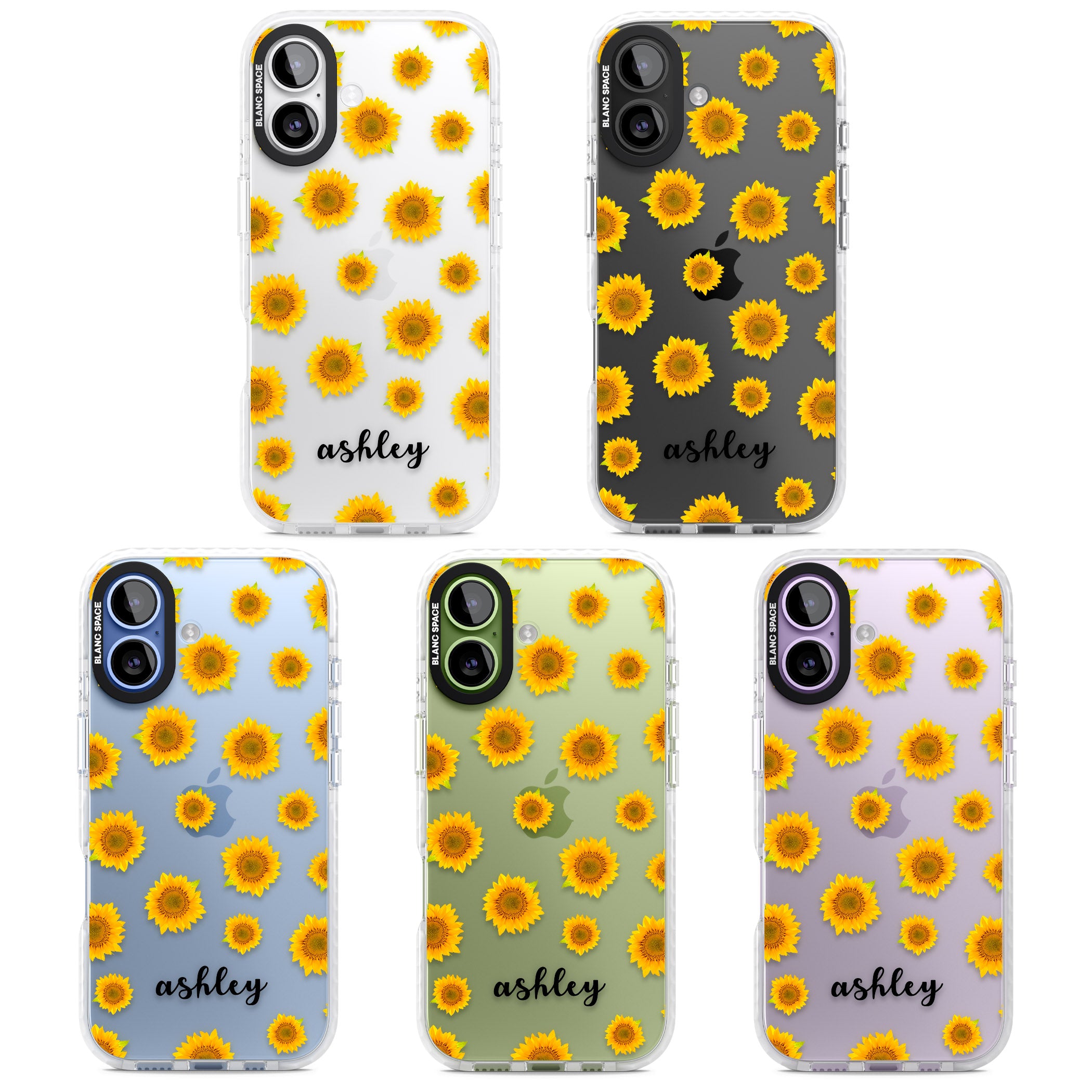Personalised Sunflowers & Cursive iPhone 17 Impact Clear Phone Case APT Impact Protection