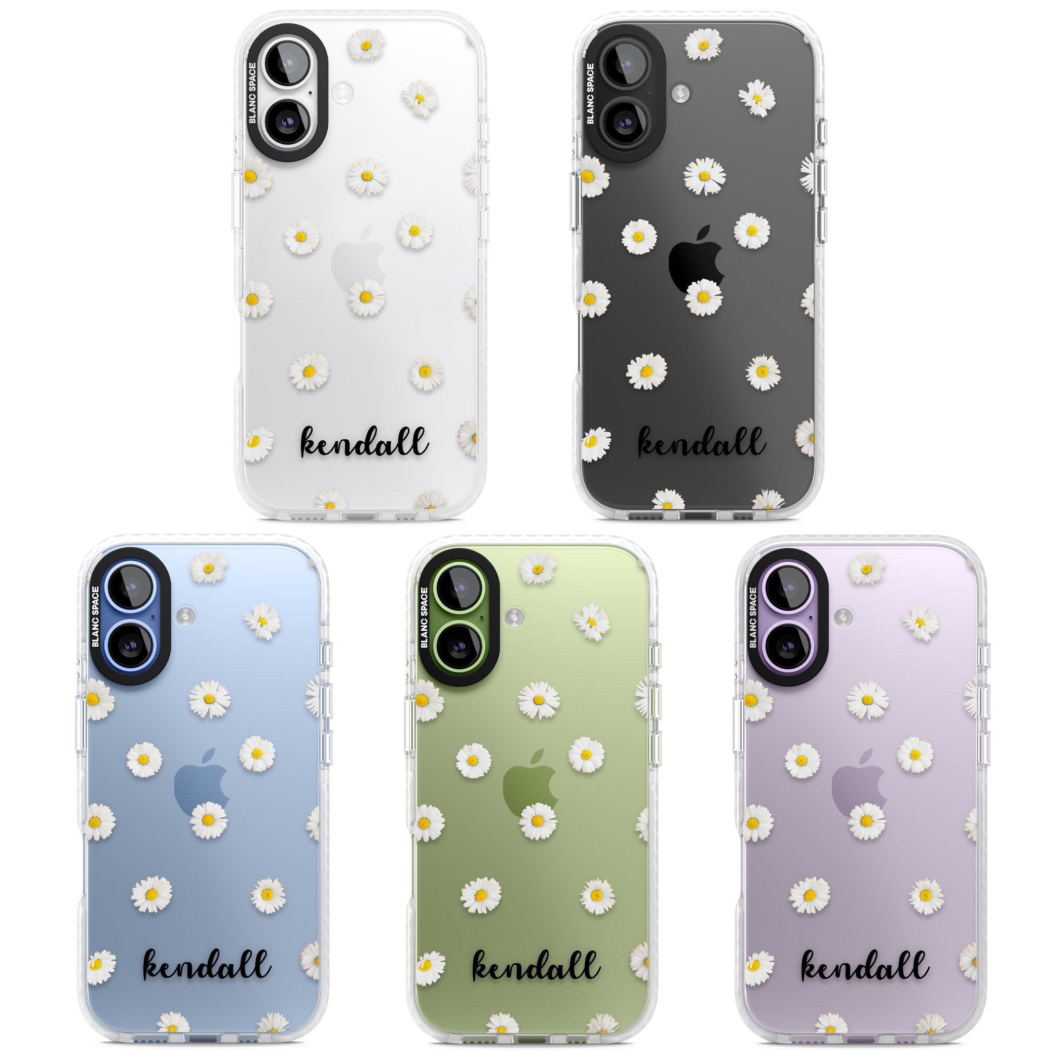 Personalised White Daisies & Cursive iPhone 17 Impact Clear Phone Case APT Impact Protection