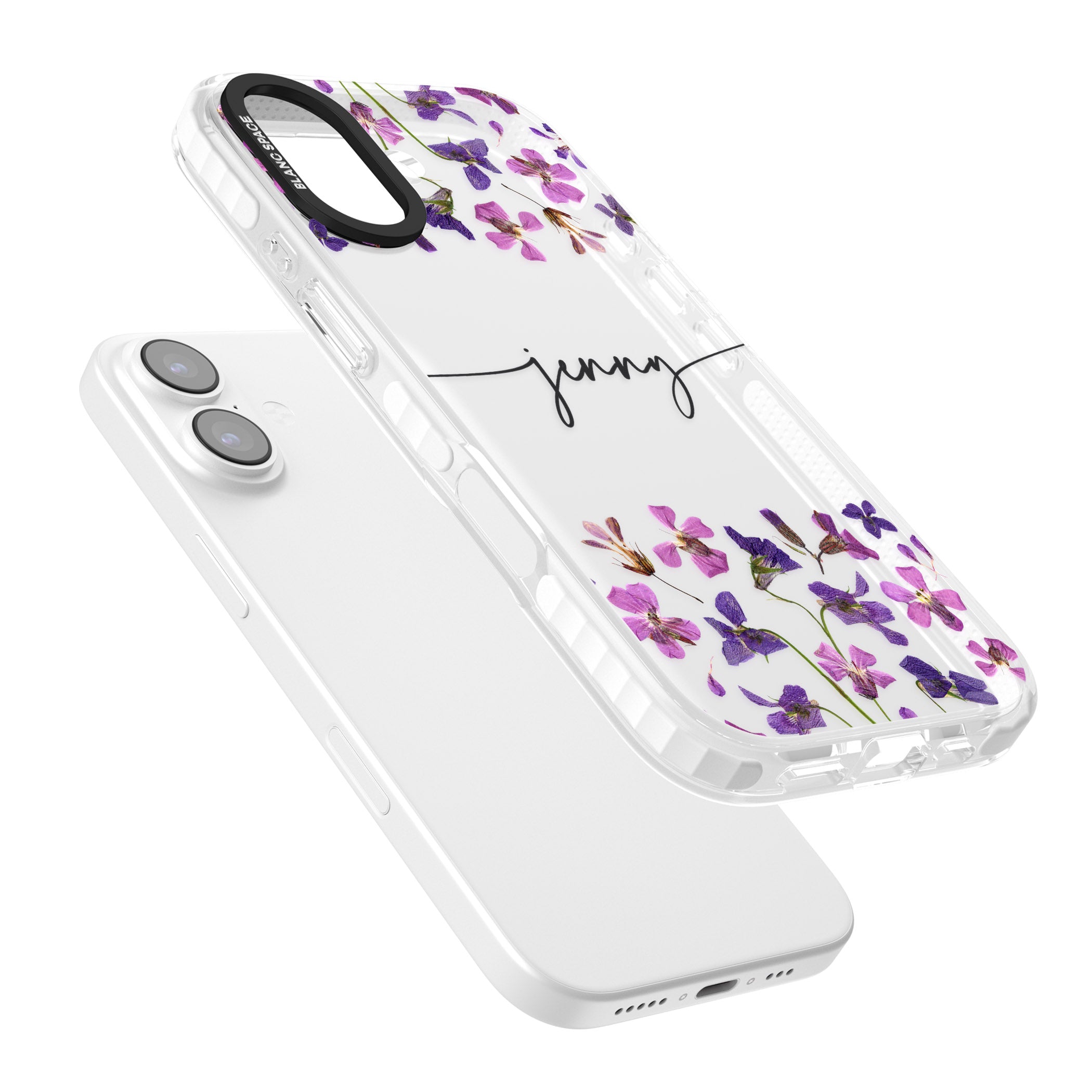 Personalised Purple Violets iPhone 17 Impact Clear Phone Case Colours