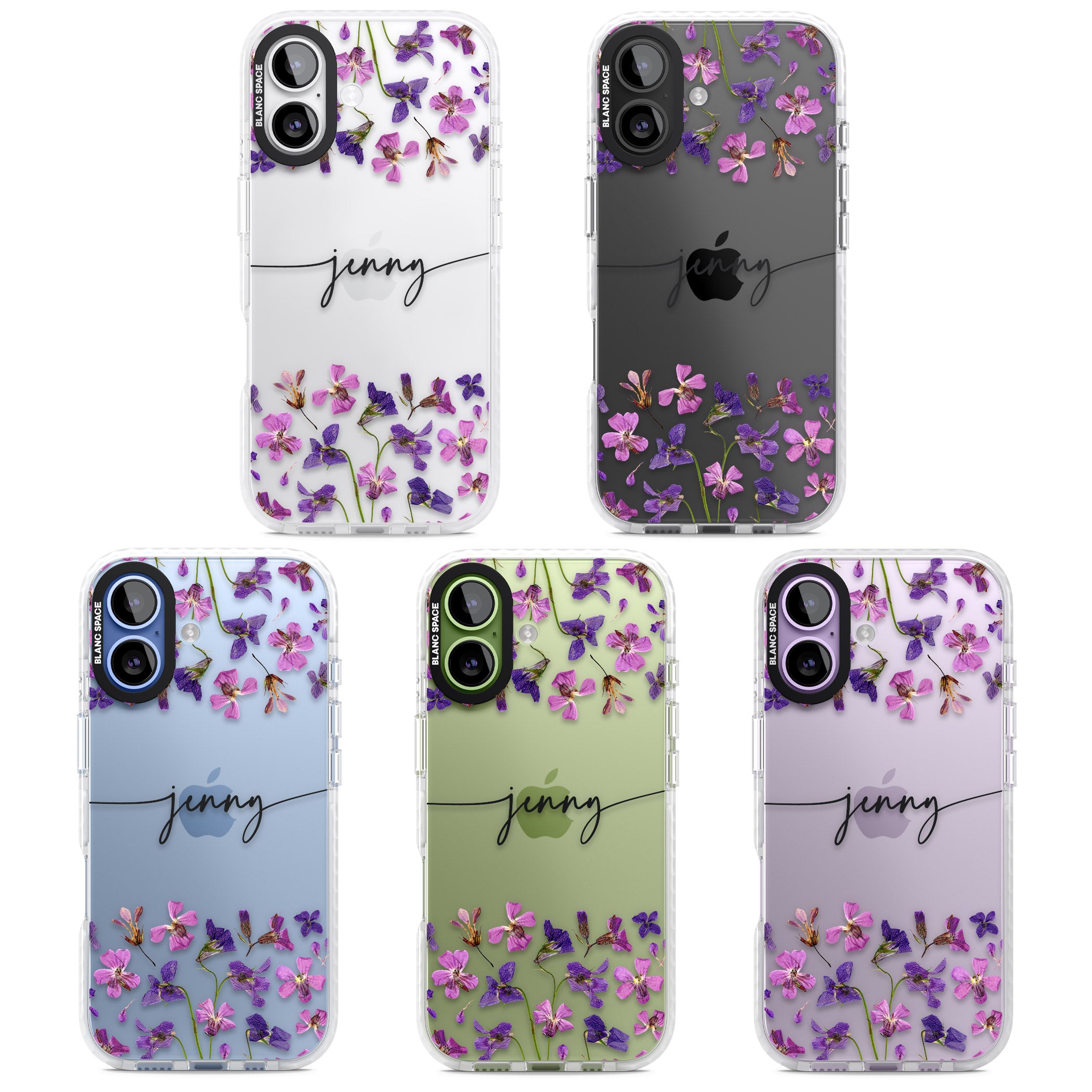 Personalised Purple Violets iPhone 17 Impact Clear Phone Case APT Impact Protection