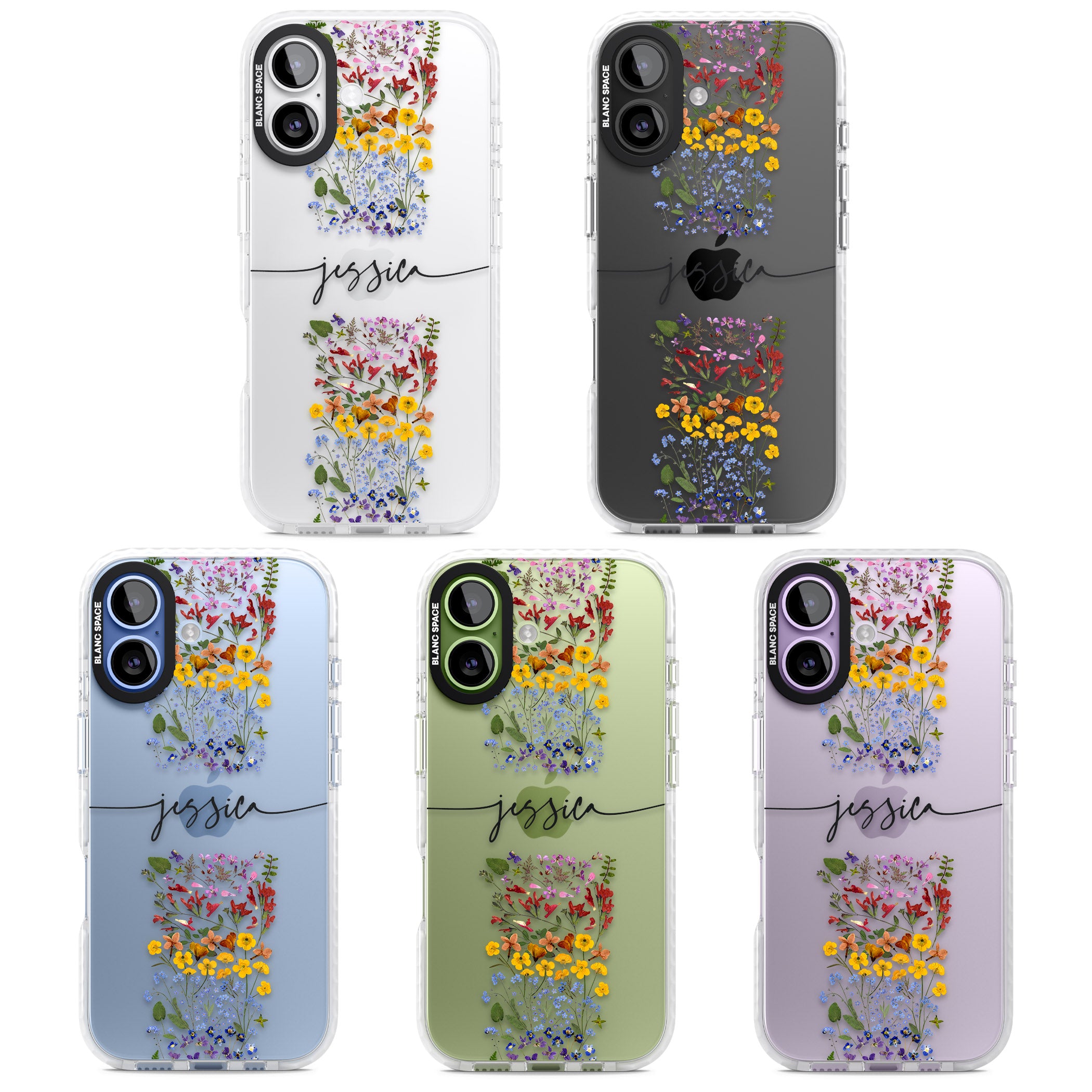 Personalised Wildflower Stripe iPhone 17 Impact Clear Phone Case APT Impact Protection