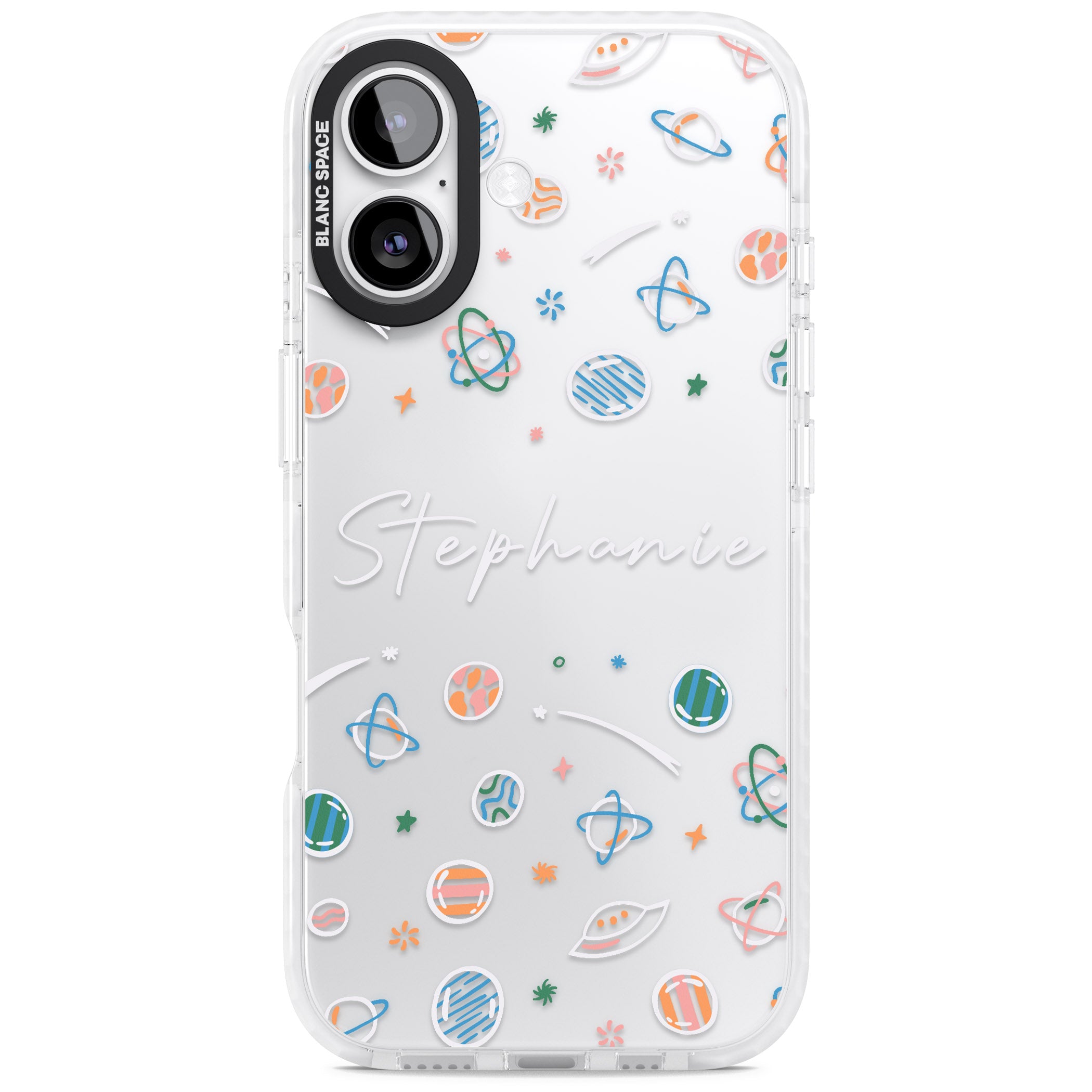 Personalised Space Pattern iPhone 17 Impact Clear Phone Case