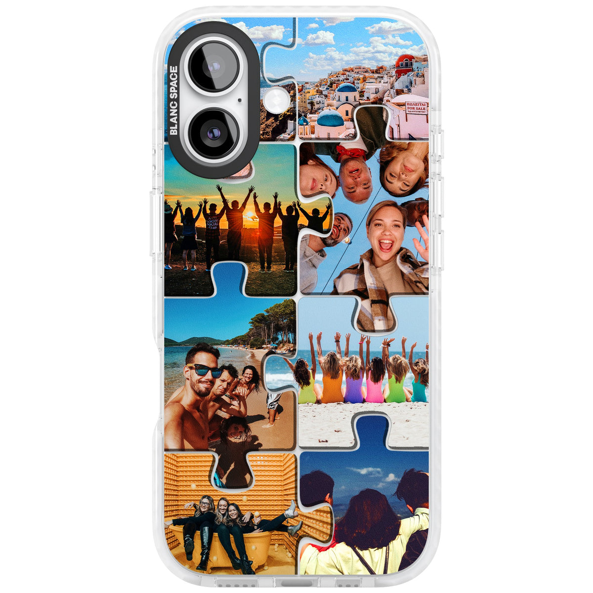 Personalised Jigsaw Photo Grid iPhone 16 / iPhone 16 Plus / iPhone 17 Impact Clear Phone Case front