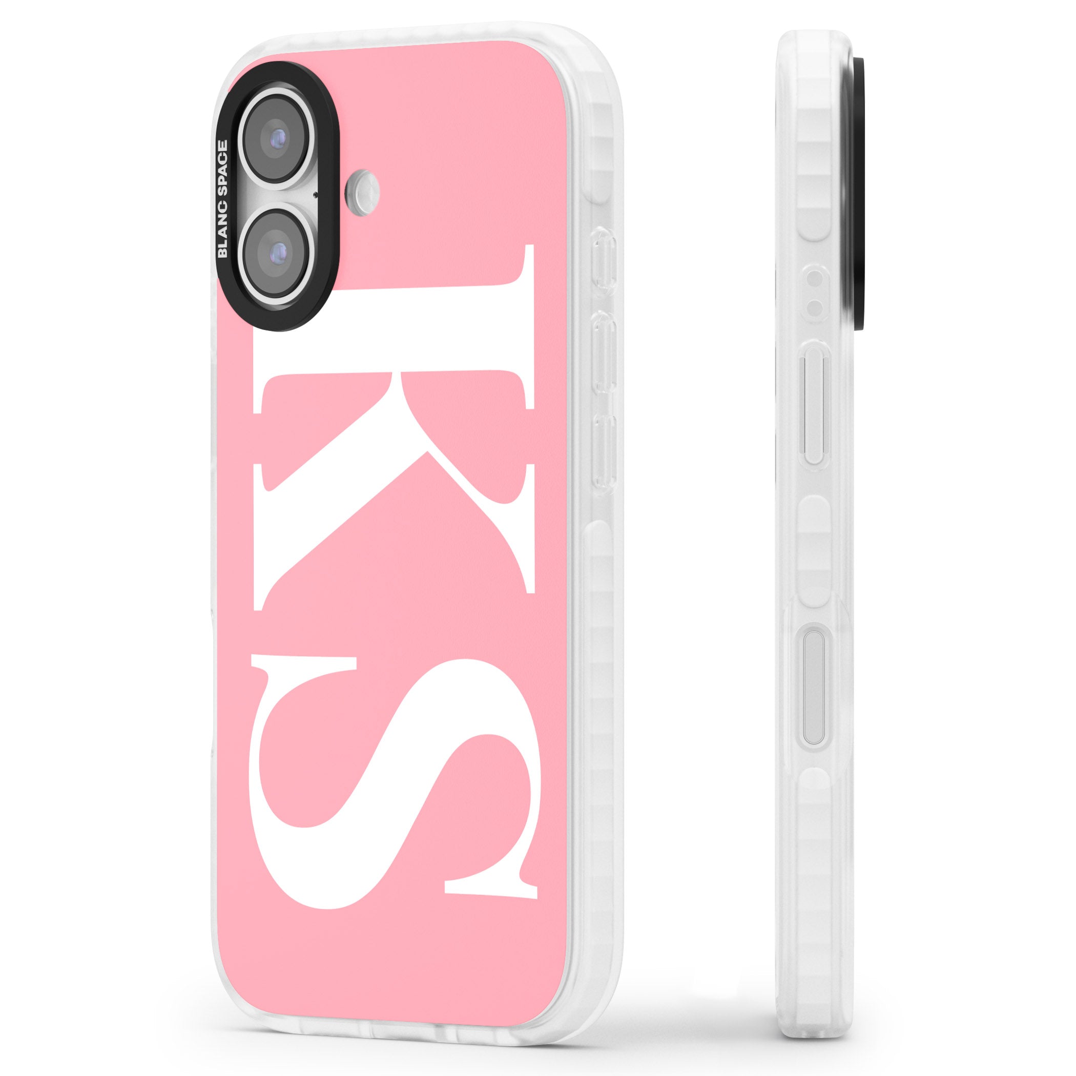 Personalised White & Pink Letters iPhone 17 Impact Clear Phone Case Side Profile