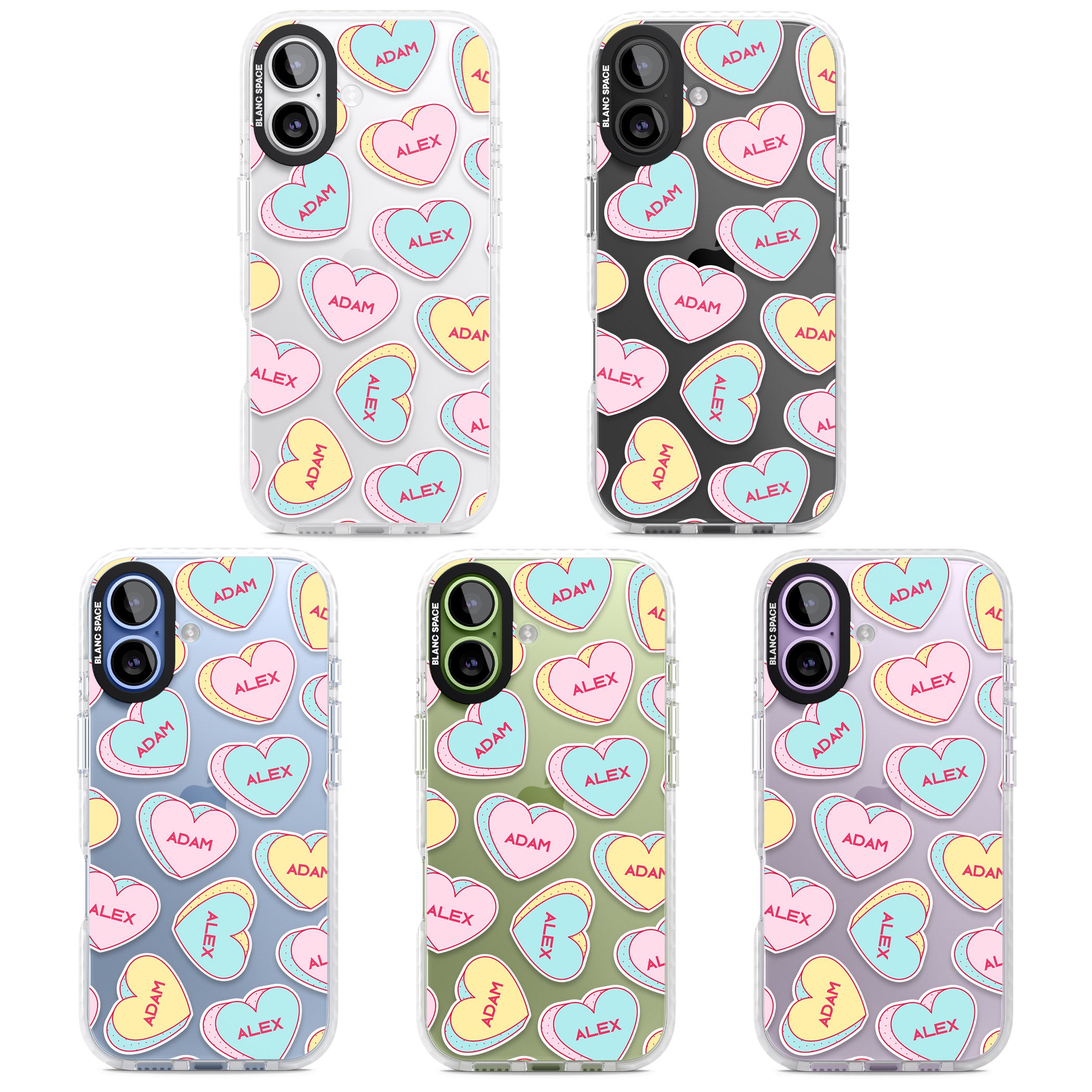 Personalised Love Hearts iPhone 17 Impact Clear Phone Case APT Impact Protection