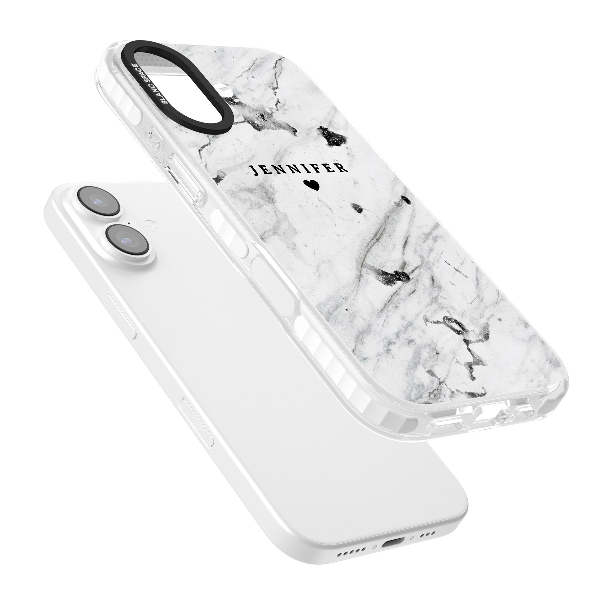 Personalised Marble Heart iPhone 17 Impact Clear Phone Case Colours