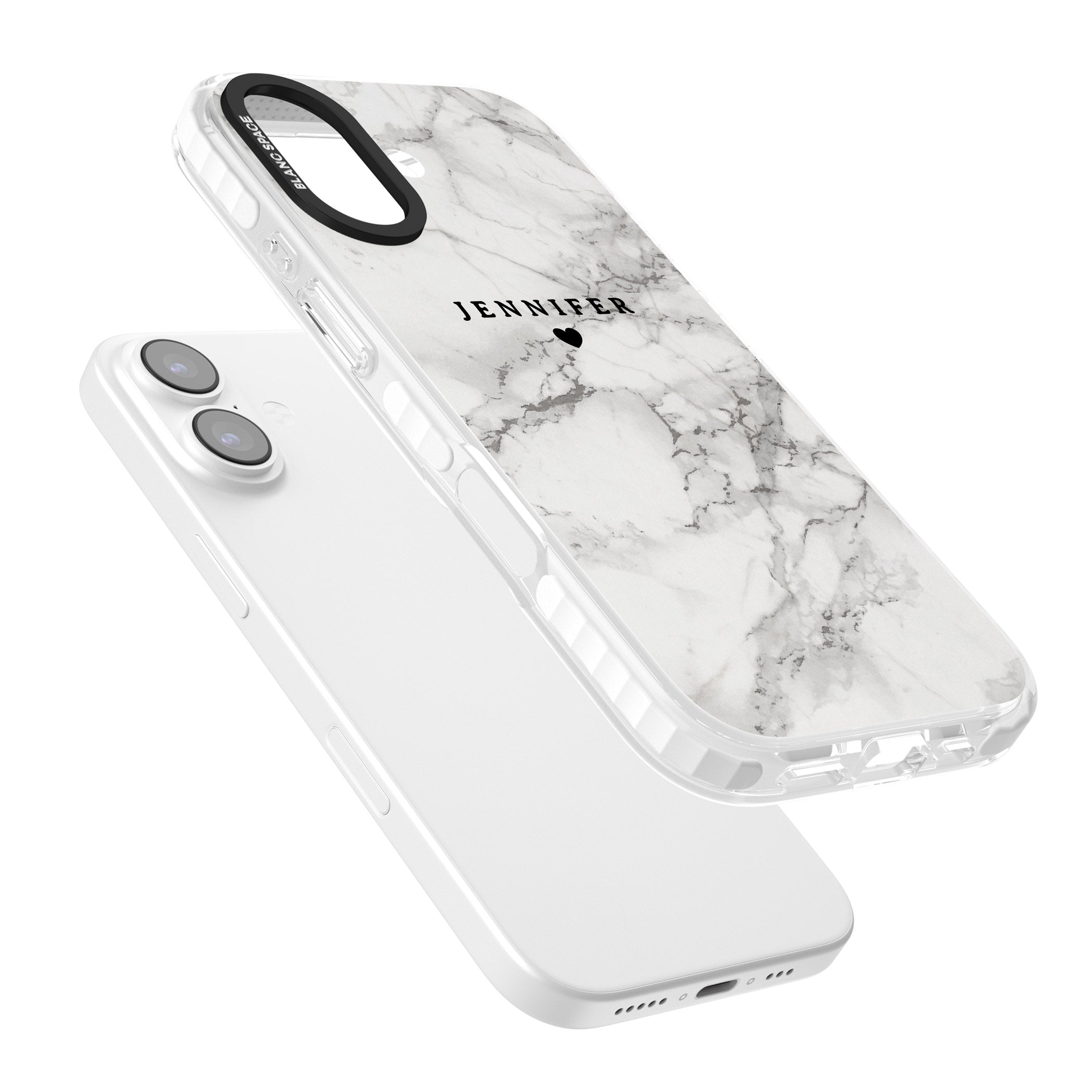 Personalised Classic Grey Marble iPhone 17 Impact Clear Phone Case Colours