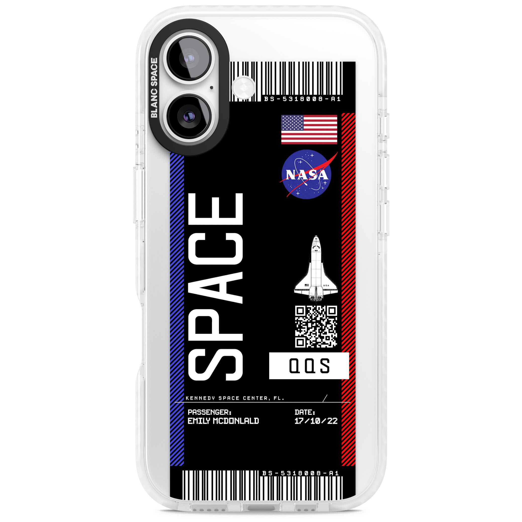Personalised Nasa Boarding Pass (Dark) iPhone 17 Impact Clear Phone Case