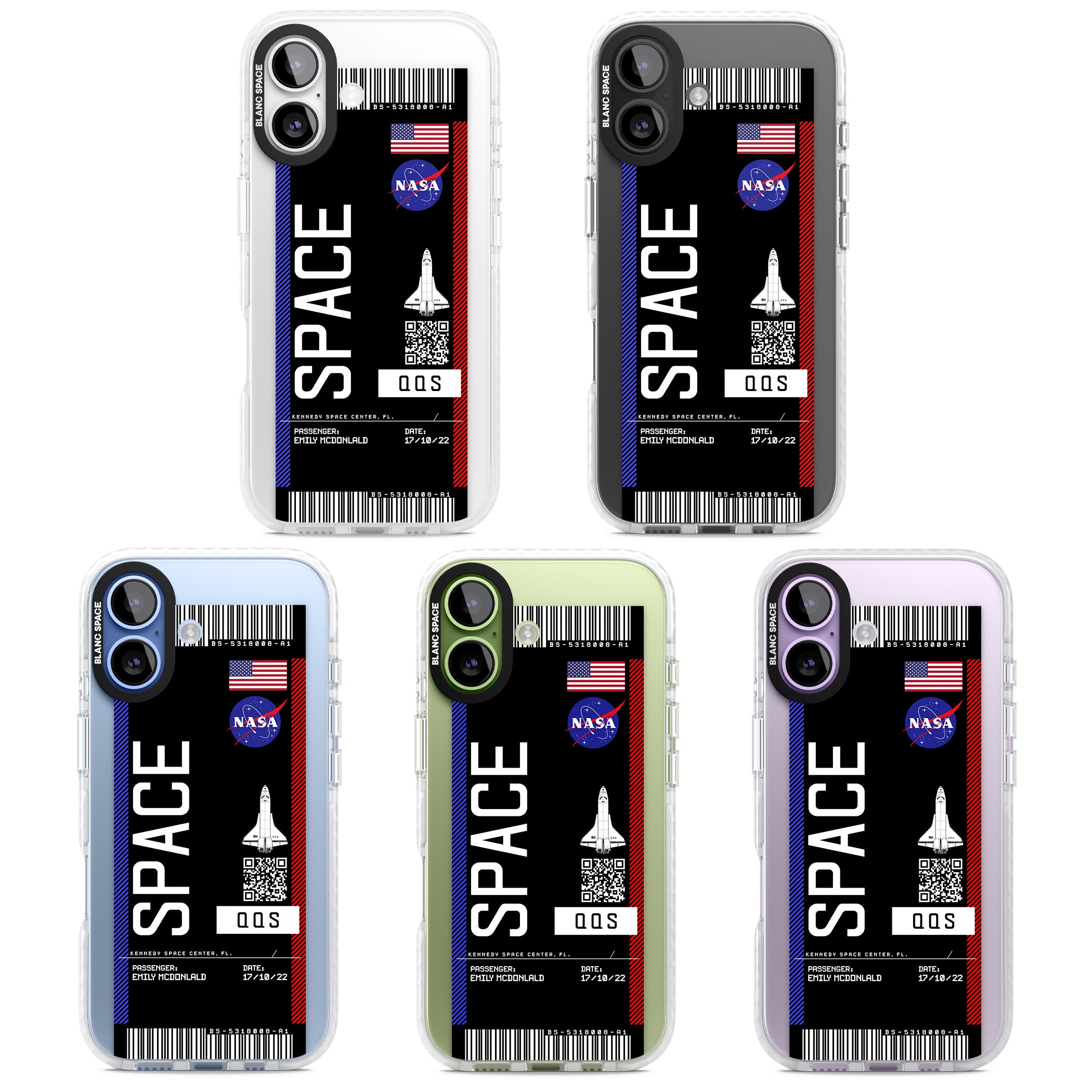 Personalised Nasa Boarding Pass (Dark) iPhone 17 Impact Clear Phone Case APT Impact Protection