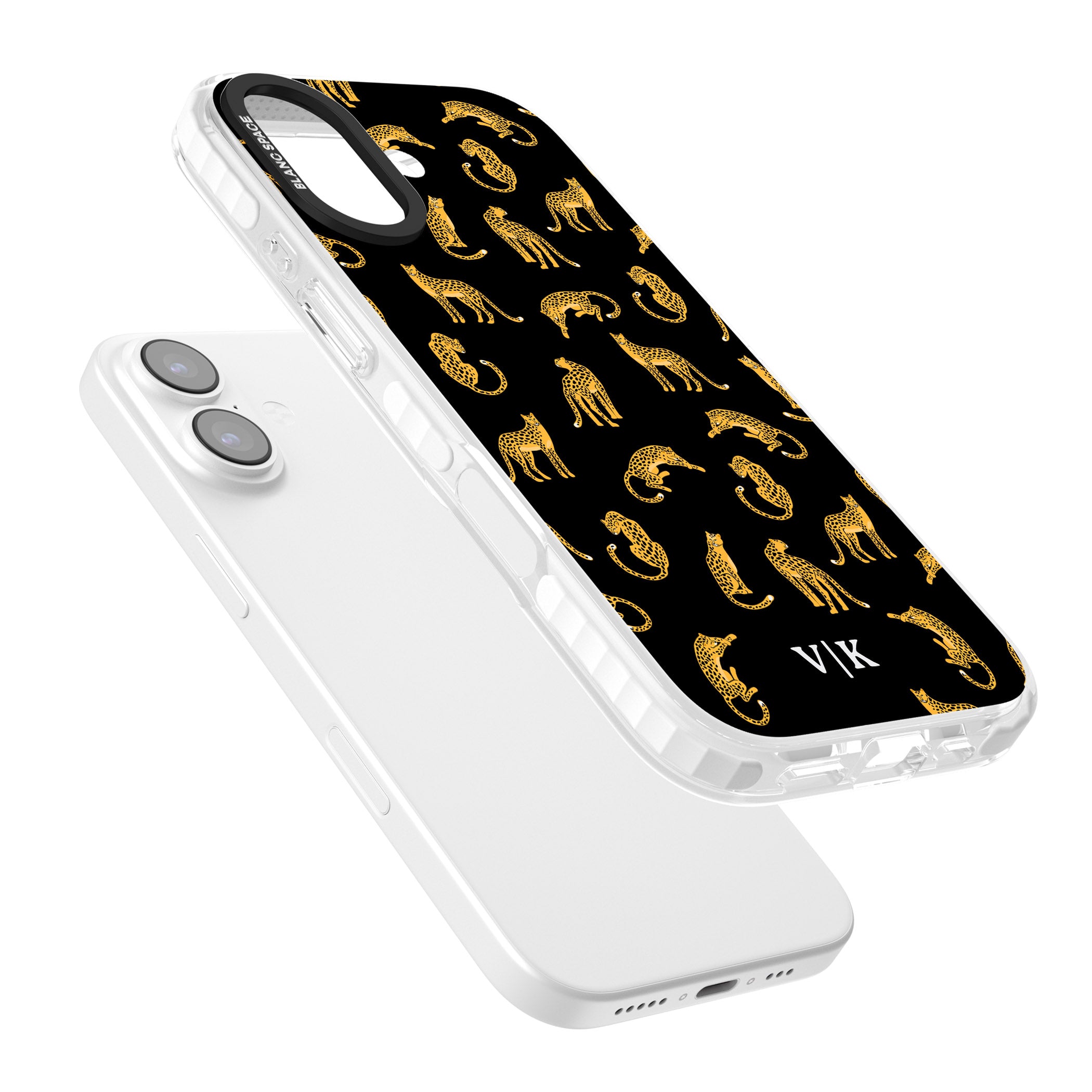 Personalised Gold Cheetah Pattern iPhone 17 Impact Clear Phone Case Colours