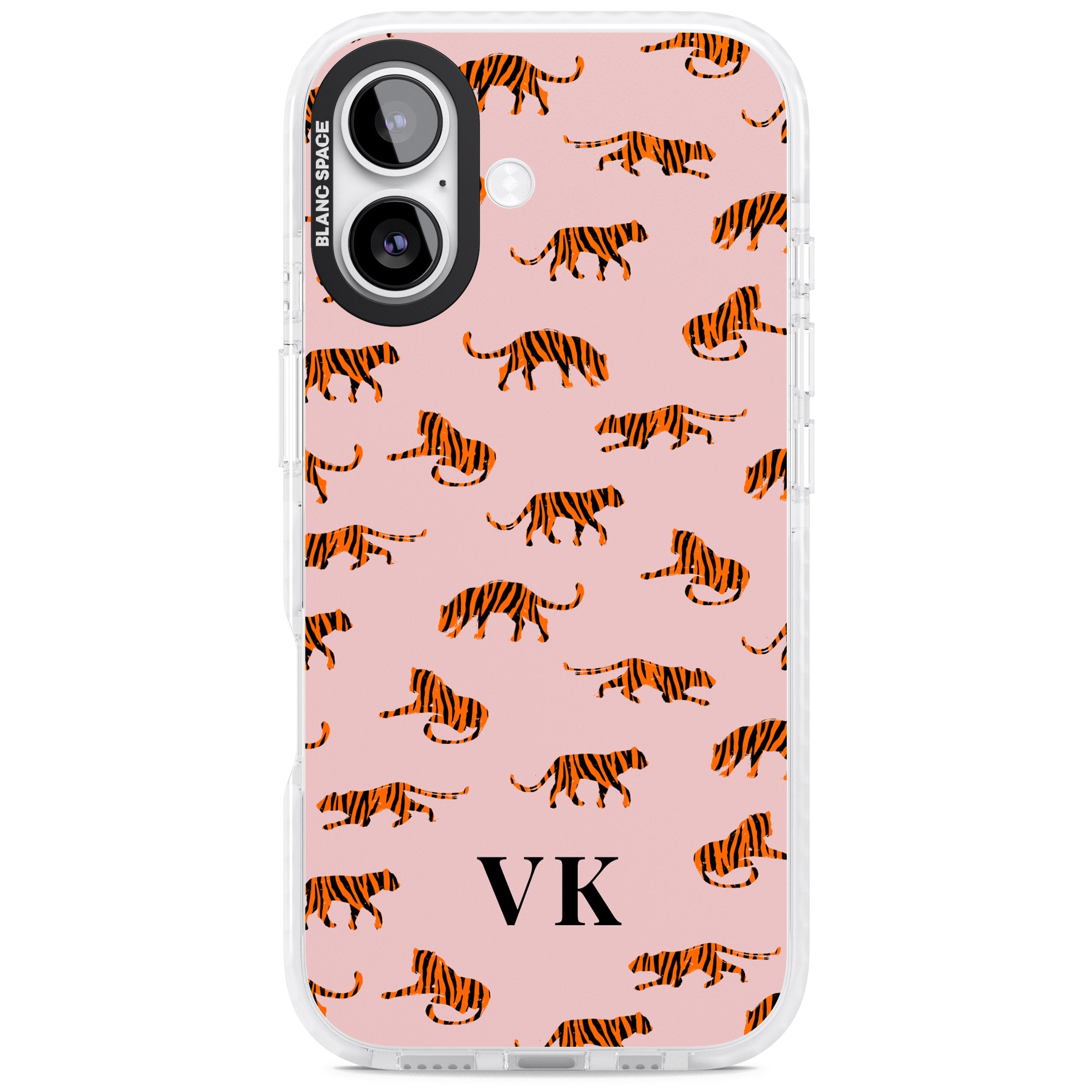 Personalised Pink Safari Tiger Pattern iPhone 17 Impact Clear Phone Case