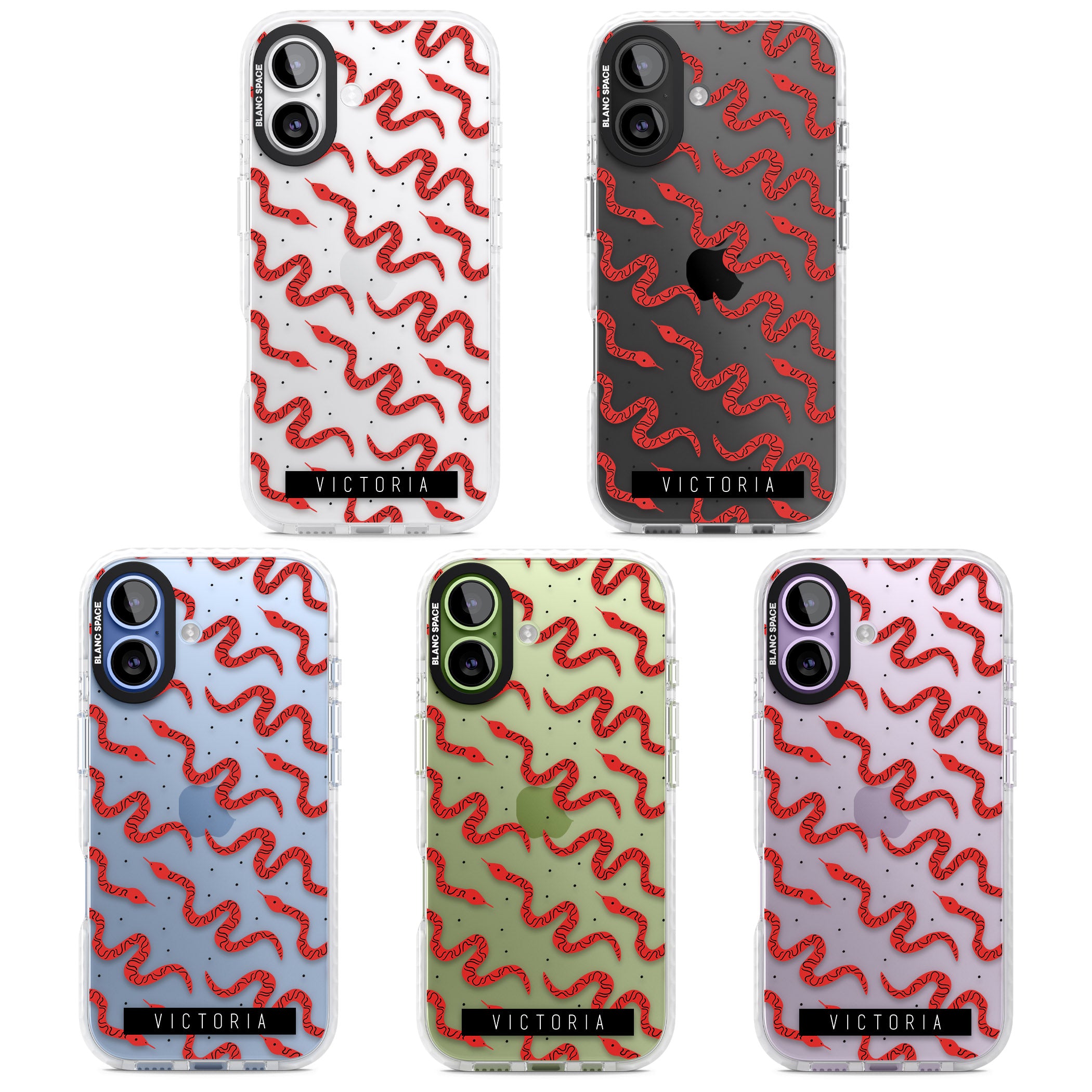 Personalised Red Snake Pattern iPhone 17 Impact Clear Phone Case APT Impact Protection