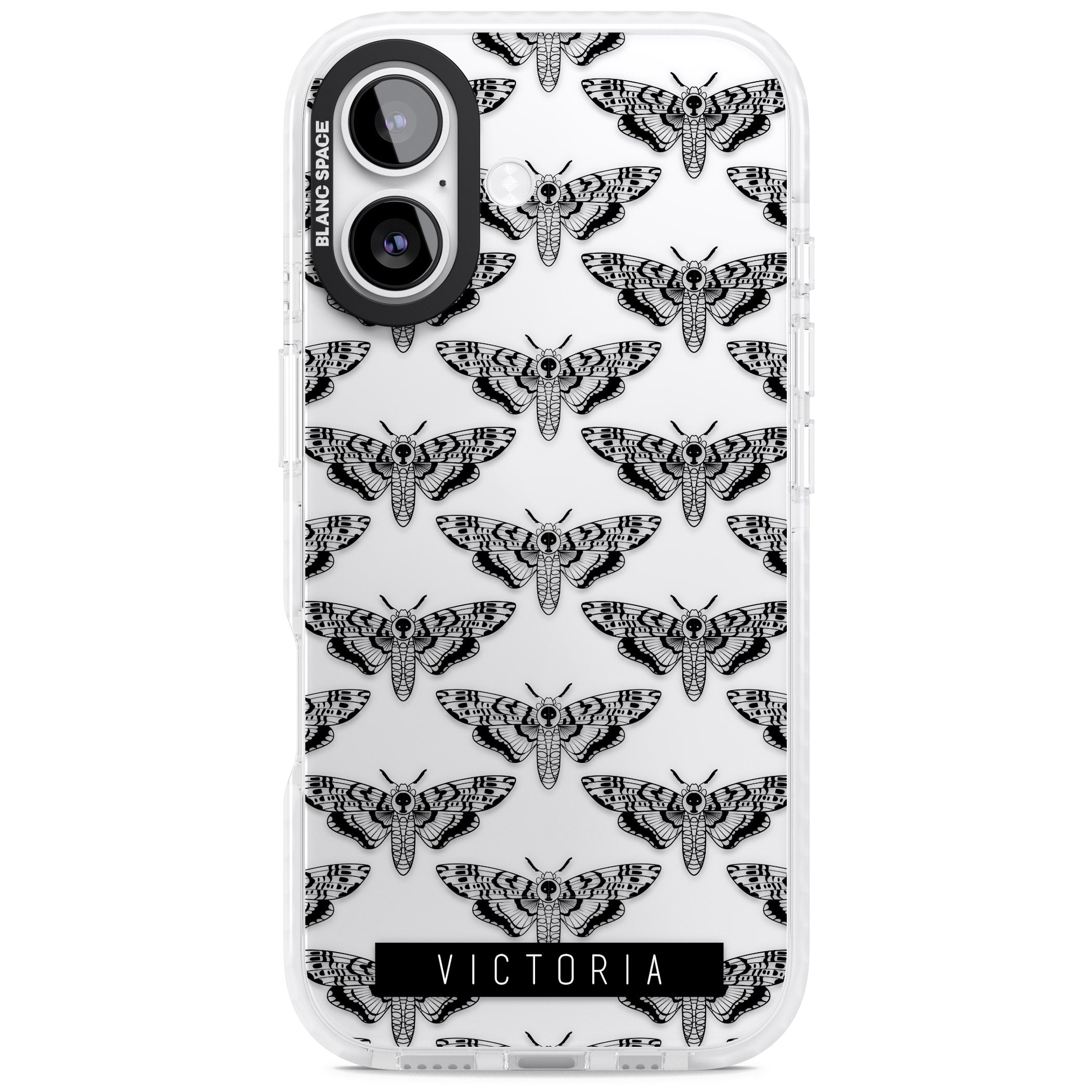 Personalised Hawk Moth Pattern iPhone 17 Impact Clear Phone Case