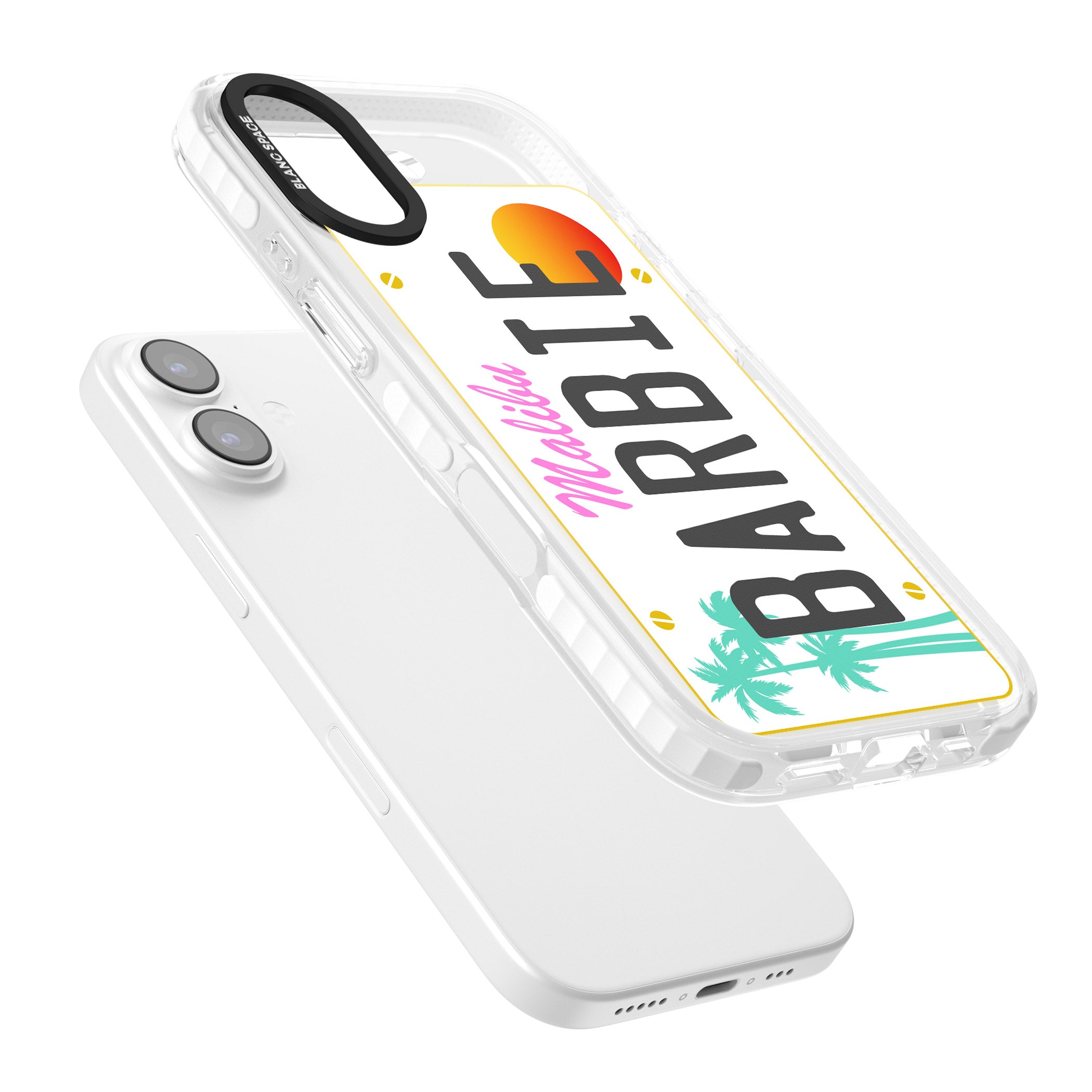 Personalised Malibu License Plate iPhone 17 Impact Clear Phone Case Colours