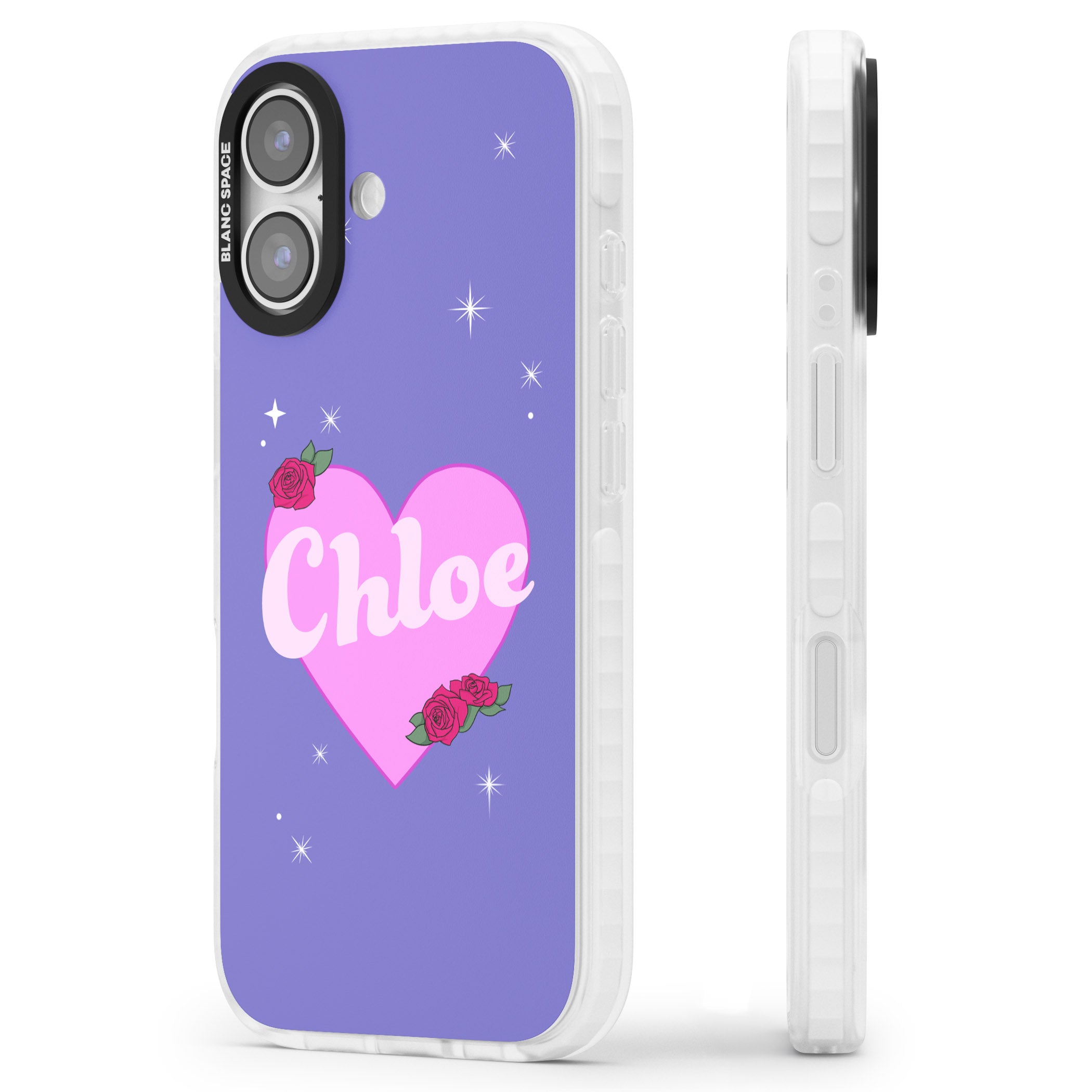 Personalised Glamorous Love Heart iPhone 17 Impact Clear Phone Case Side Profile