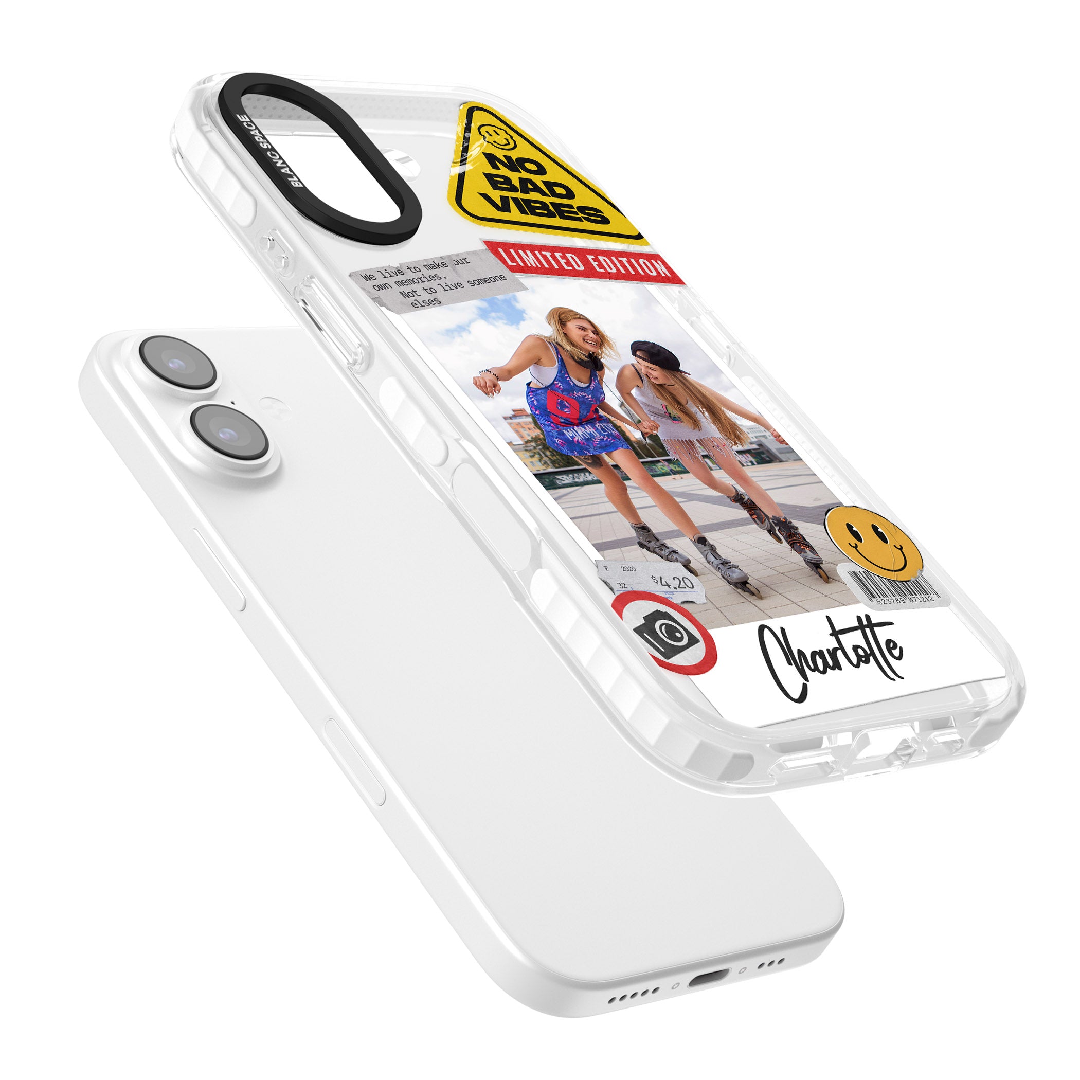 Personalised Sticker Mix Instant Photo iPhone 17 Impact Clear Phone Case Colours