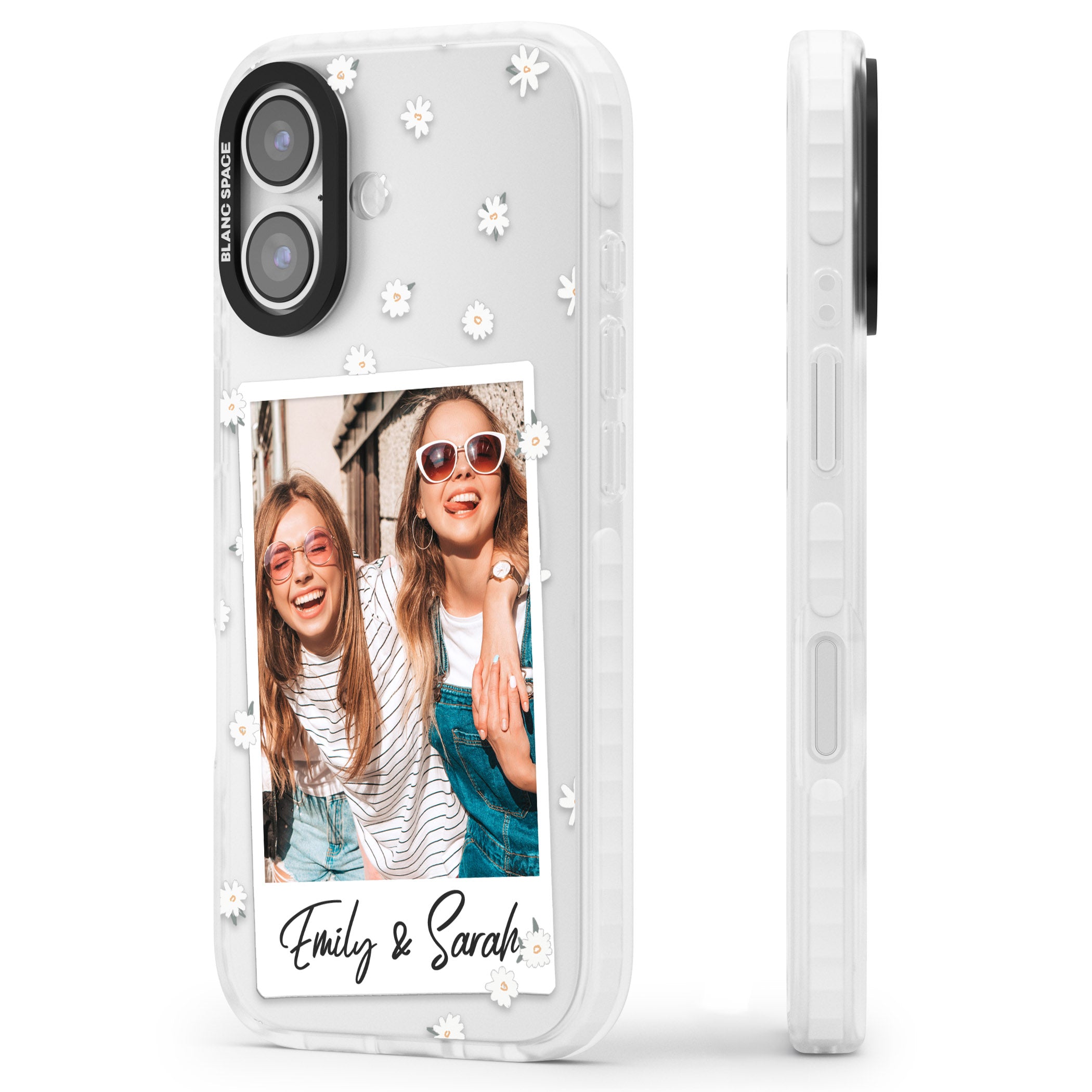 Personalised Daisy Instant Photo iPhone 17 Impact Clear Phone Case Side Profile