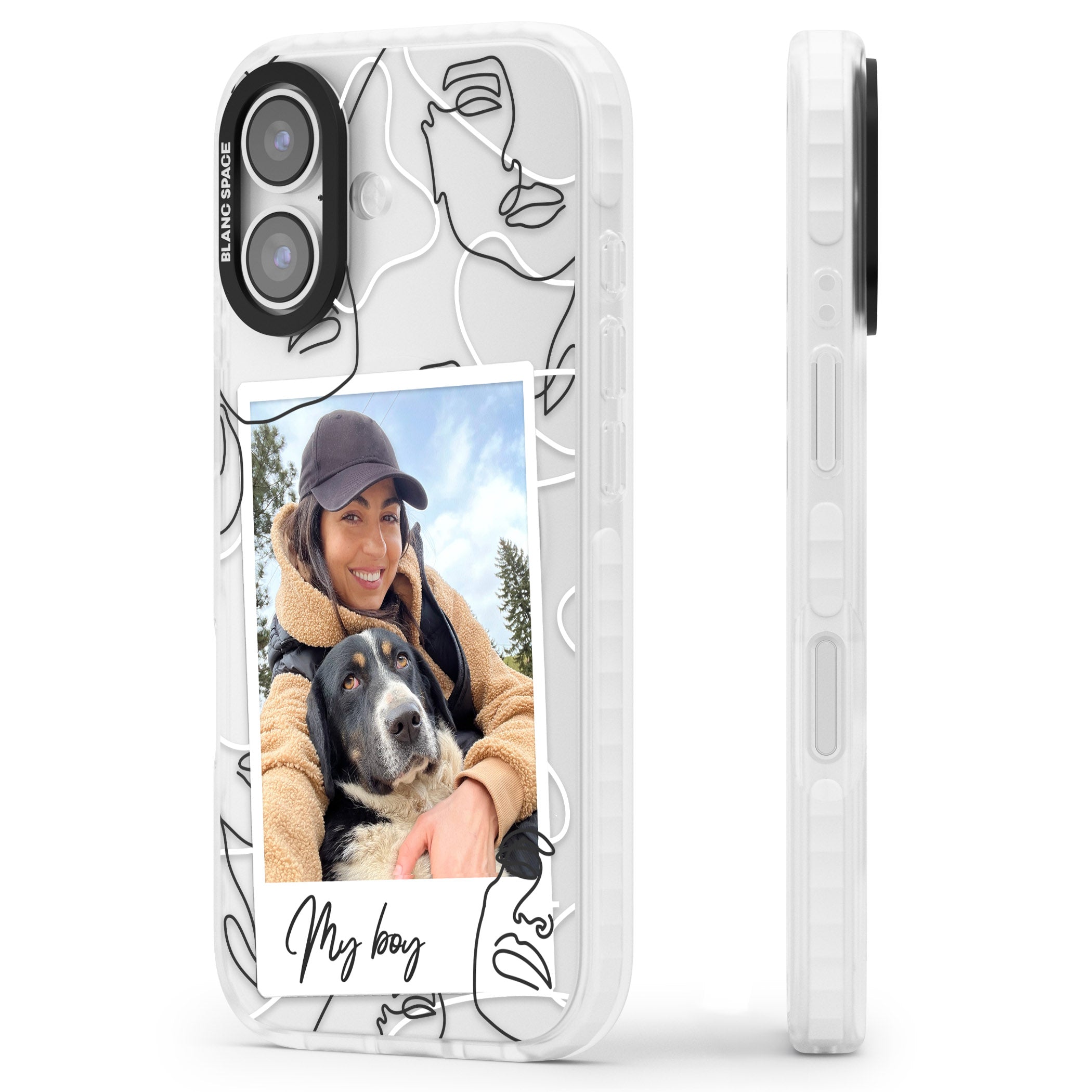 Personalised Abstract Faces Instant Photo iPhone 17 Impact Clear Phone Case Side Profile