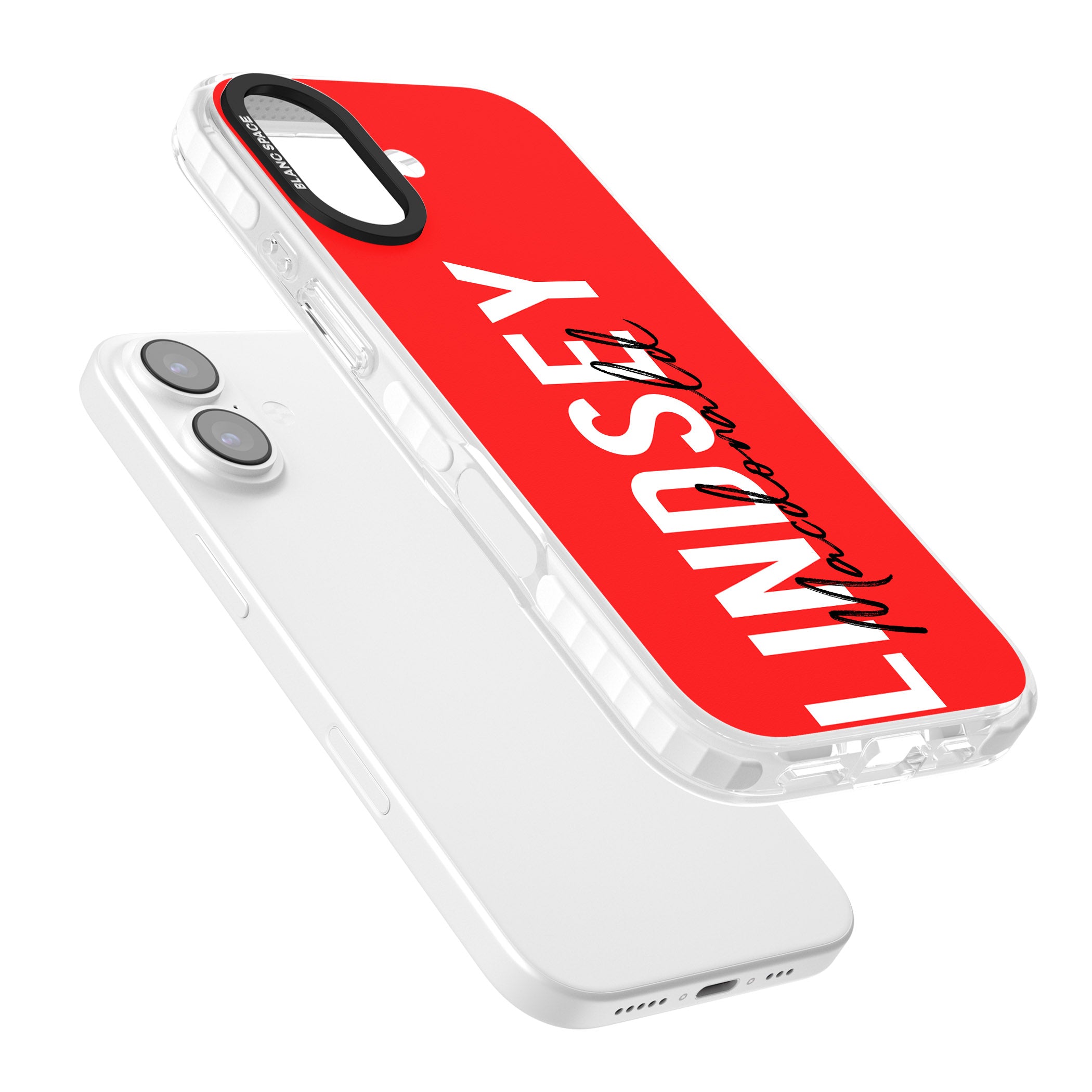 Personalised Bold Name: Red iPhone 17 Impact Clear Phone Case Colours