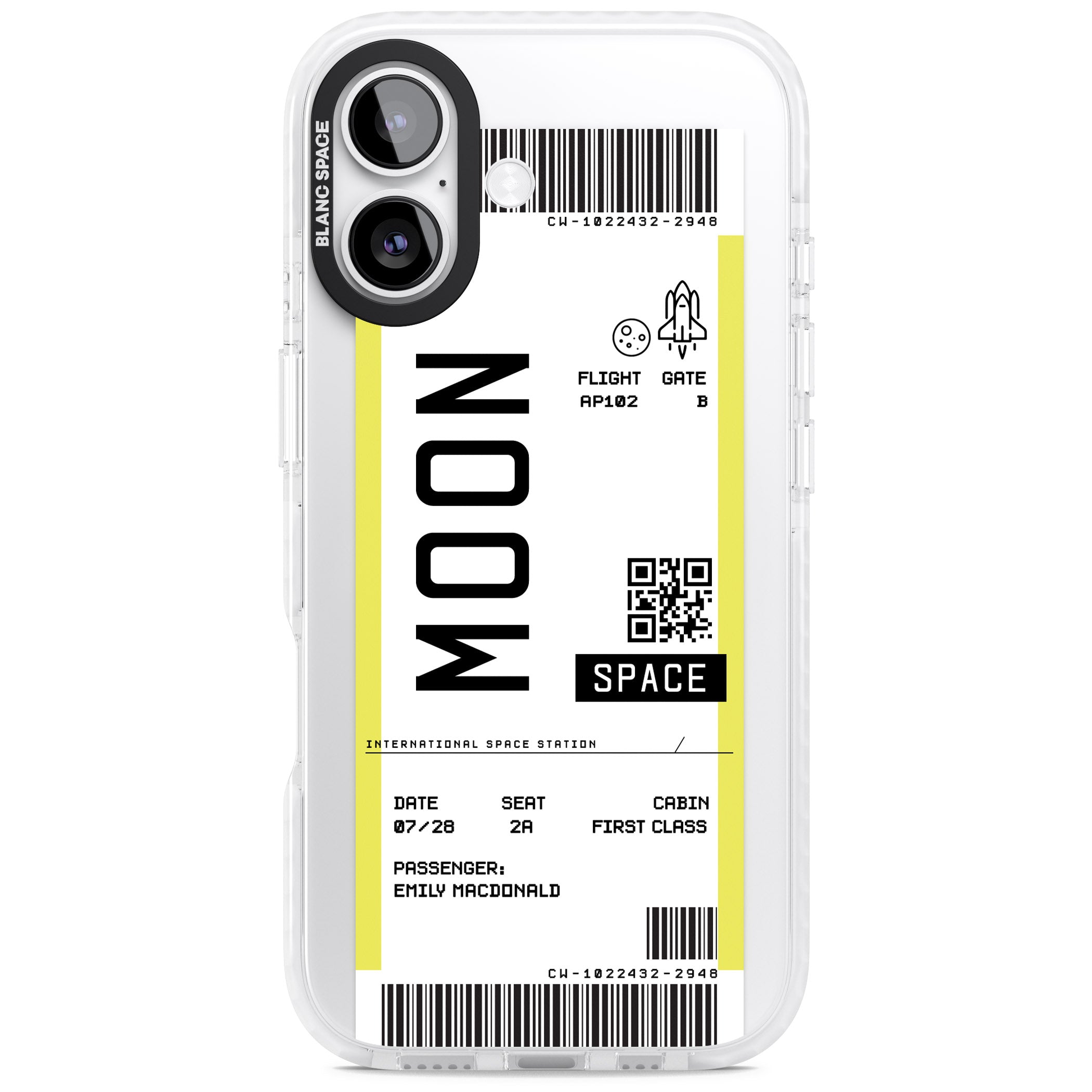 Personalised Moon Travel Ticket iPhone 17 Impact Clear Phone Case