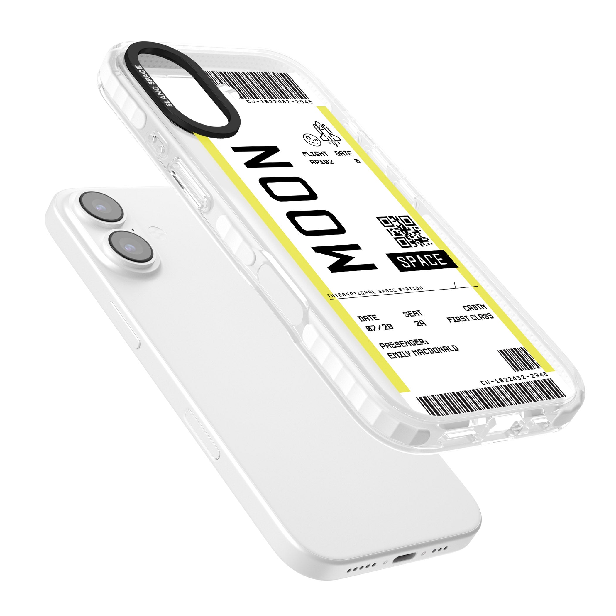 Personalised Moon Travel Ticket iPhone 17 Impact Clear Phone Case Colours