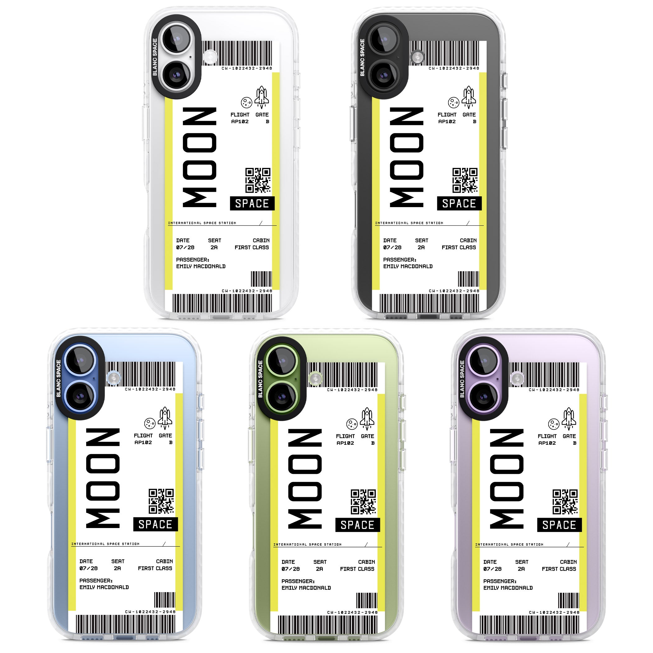 Personalised Moon Travel Ticket iPhone 17 Impact Clear Phone Case APT Impact Protection