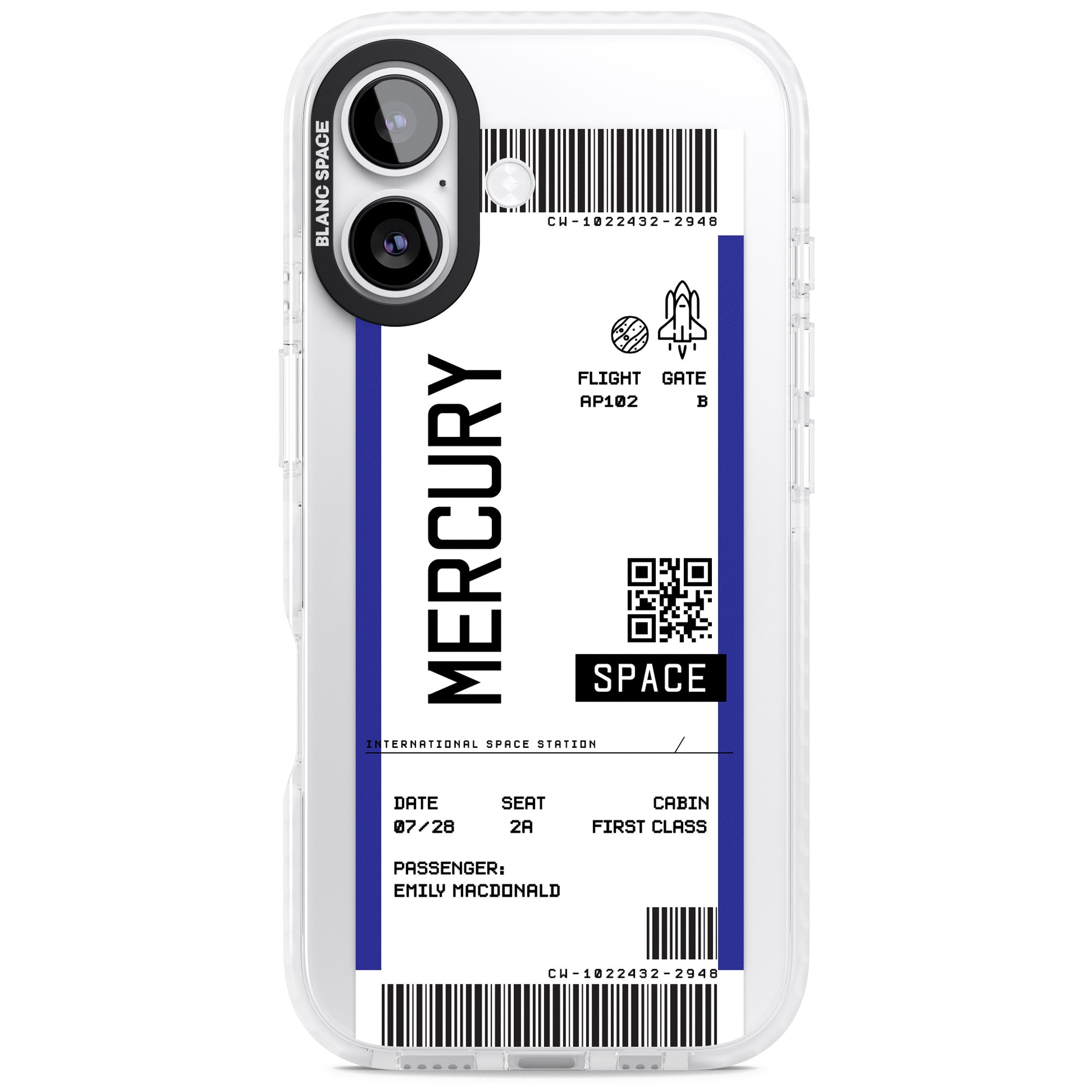 Personalised Mercury Travel Ticket iPhone 17 Impact Clear Phone Case
