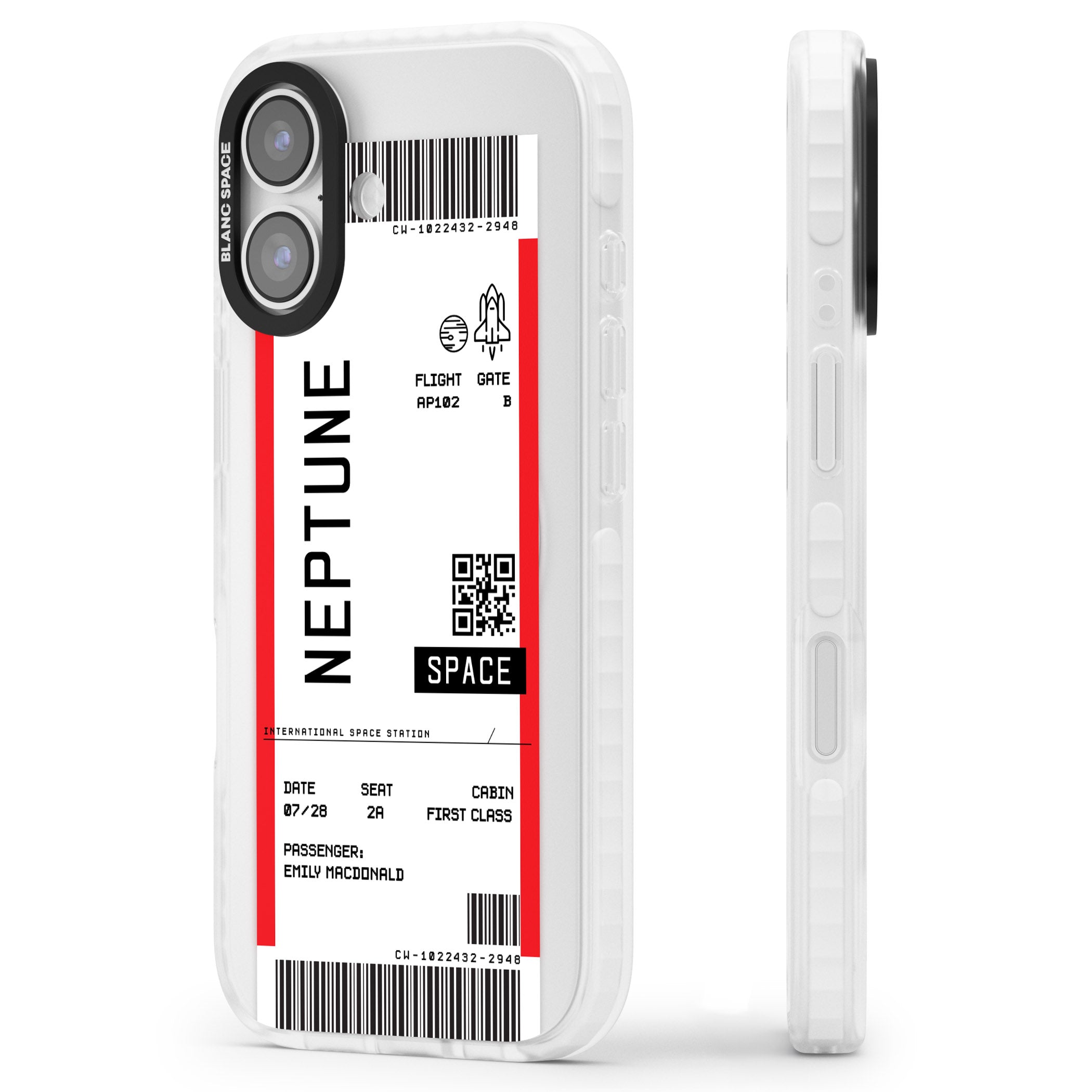 Personalised Neptune Travel Ticket iPhone 17 Impact Clear Phone Case Side Profile