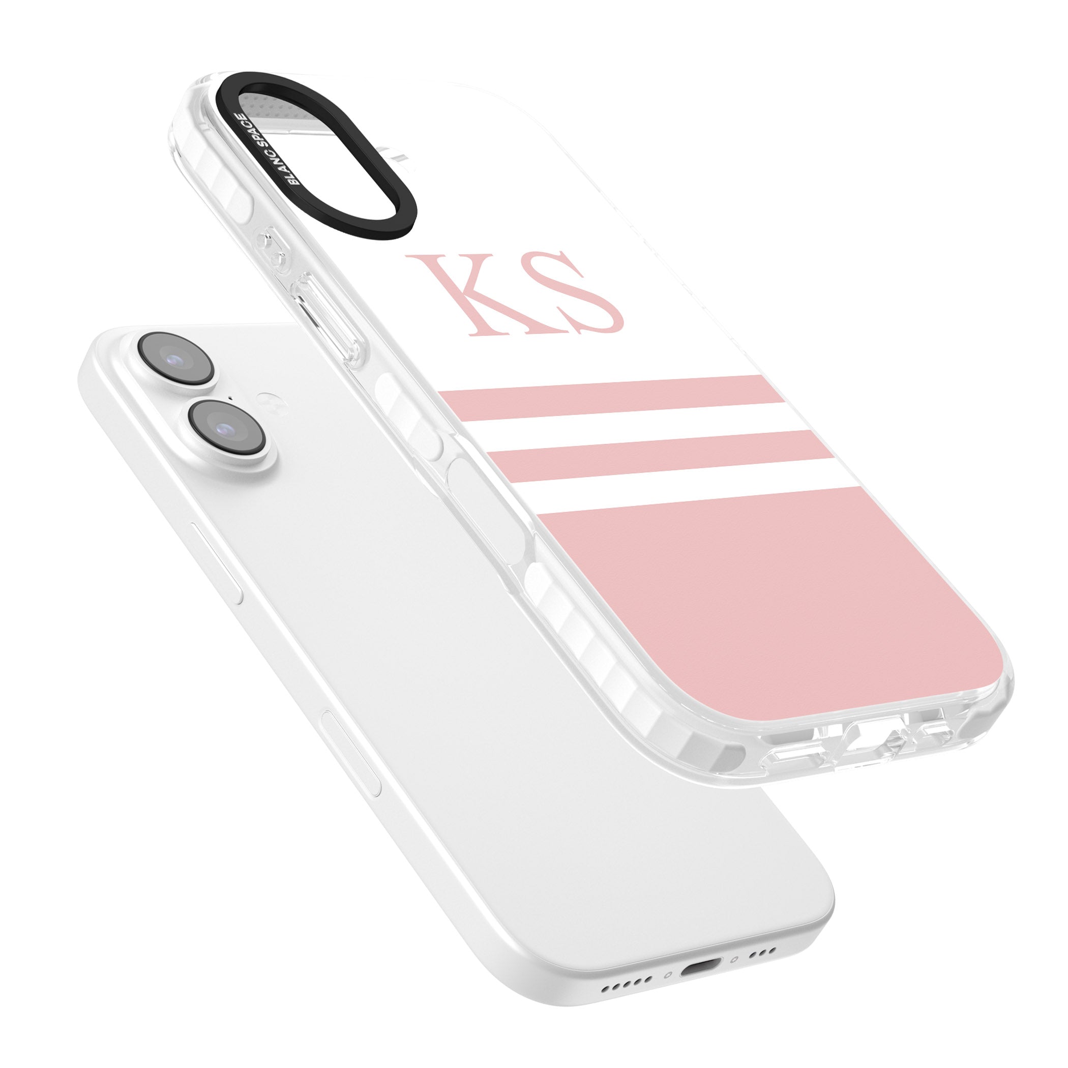 Personalised Pink Stripes & Initials iPhone 17 Impact Clear Phone Case Colours