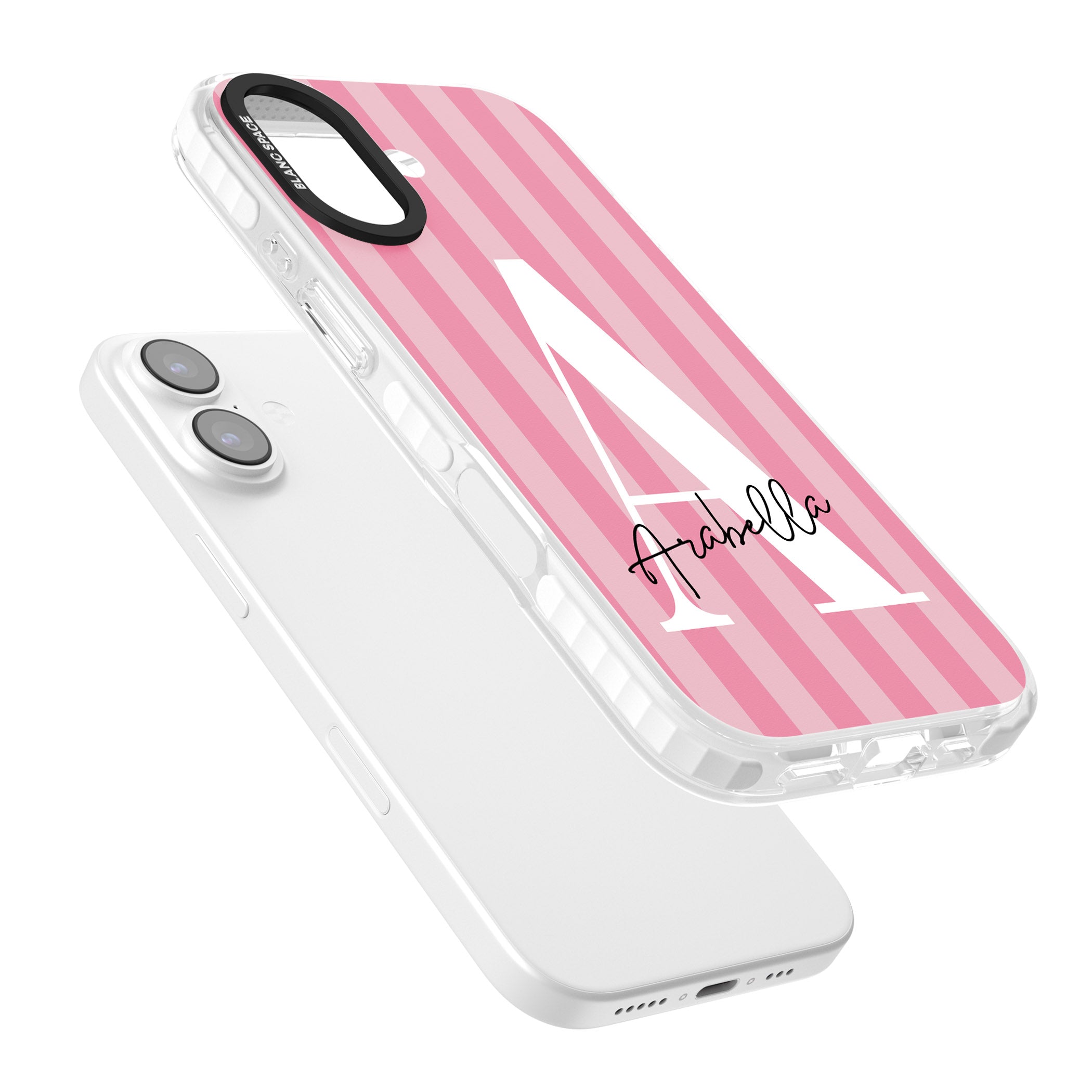 Personalised Pink Stripes Initial iPhone 17 Impact Clear Phone Case Colours