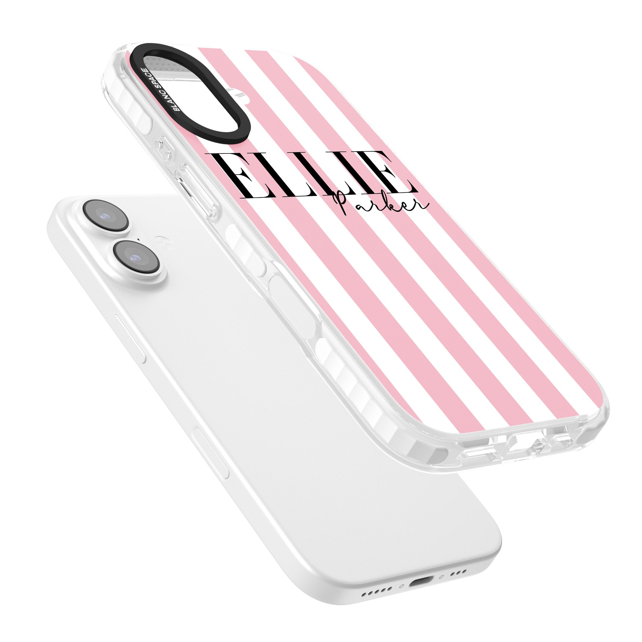 Personalised Pink Stripes iPhone 17 Impact Clear Phone Case Colours