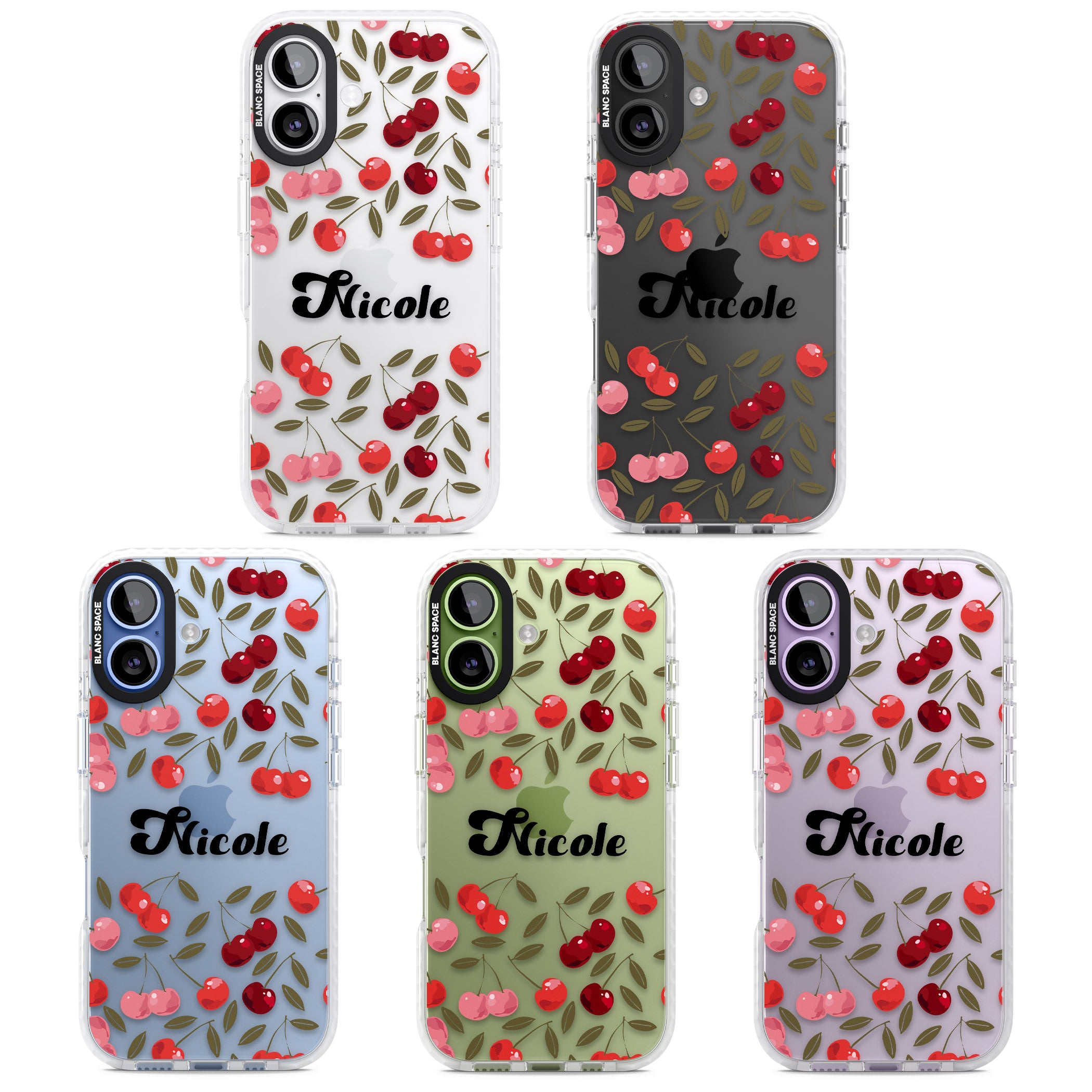 Personalised Cherry Pattern iPhone 17 Impact Clear Phone Case APT Impact Protection