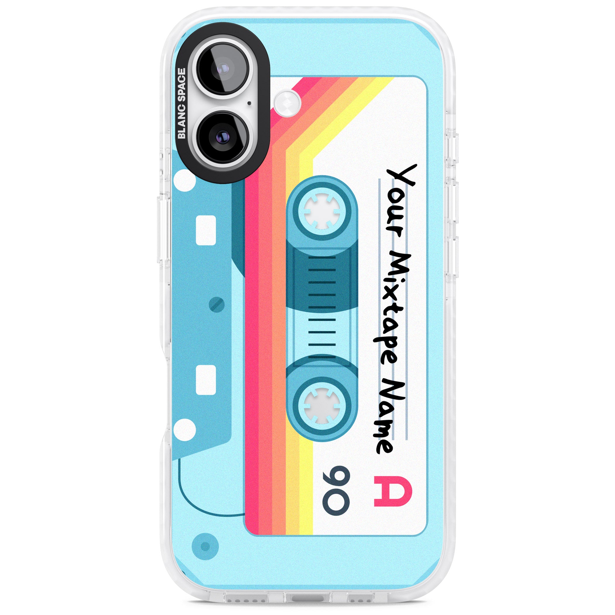 Personalised Retro Mixtape Sporty iPhone 17 Impact Clear Phone Case