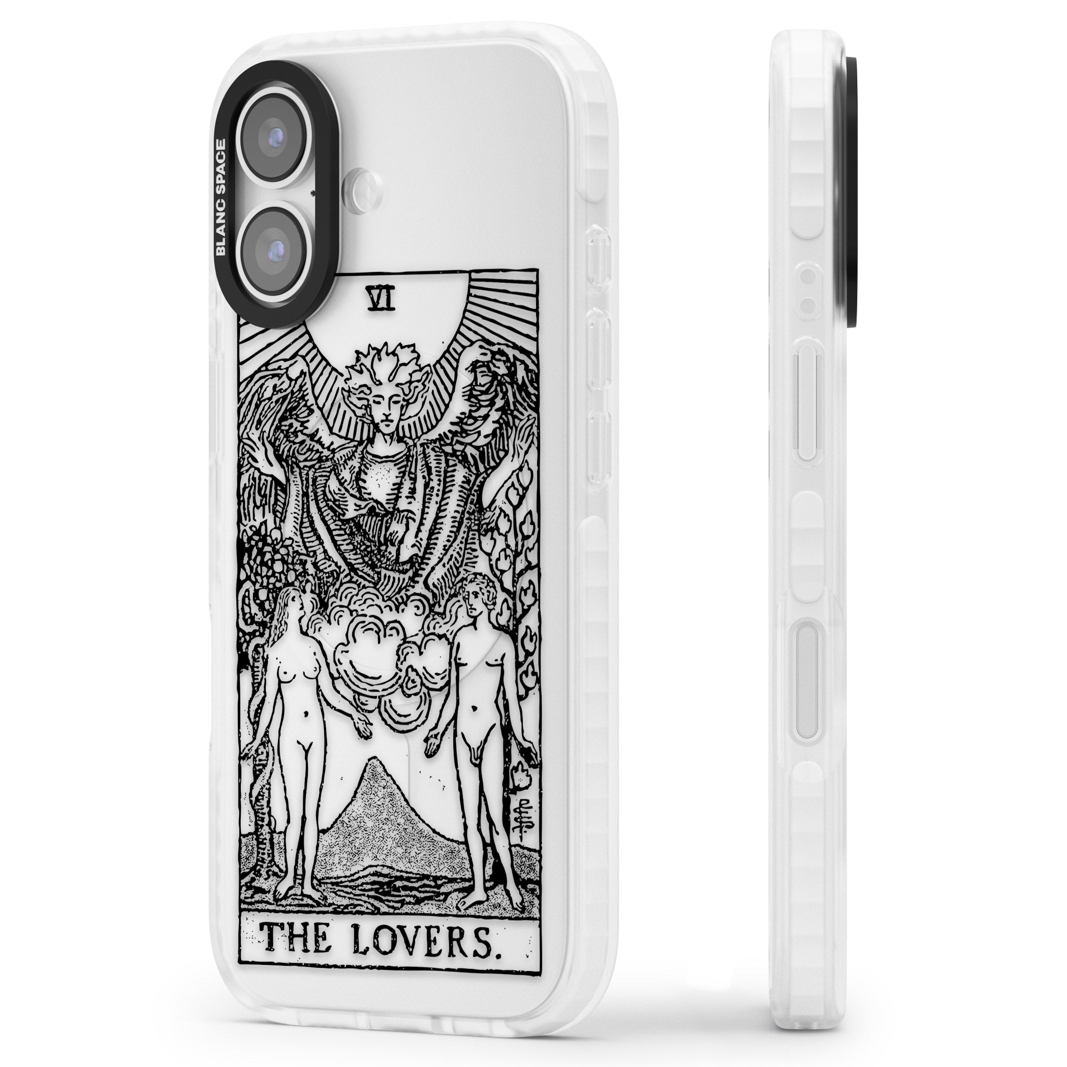 Personalised The Lovers Tarot Card (Clear) iPhone 17 Impact Clear Phone Case Side Profile