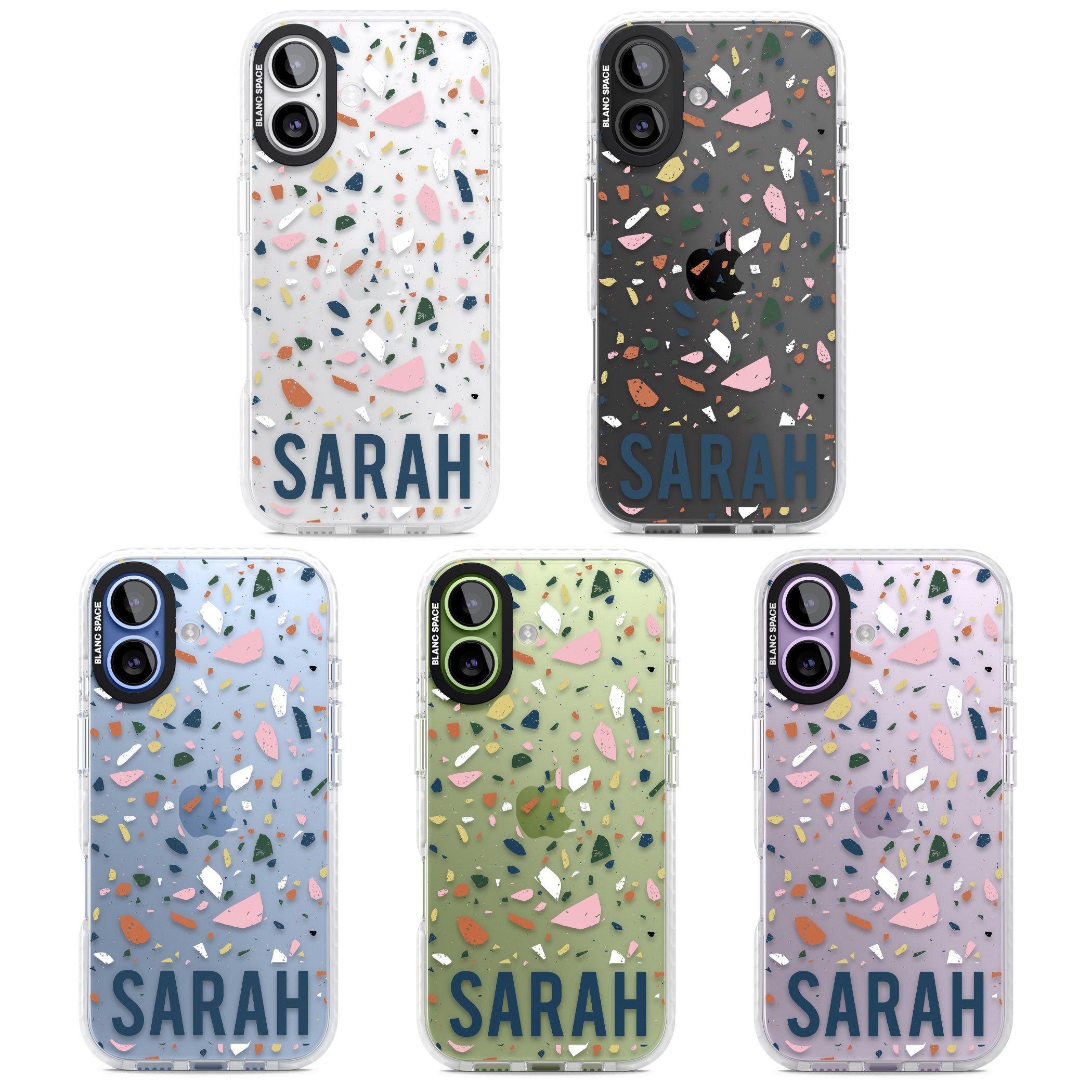 Personalised Terrazzo iPhone 17 Impact Clear Phone Case APT Impact Protection