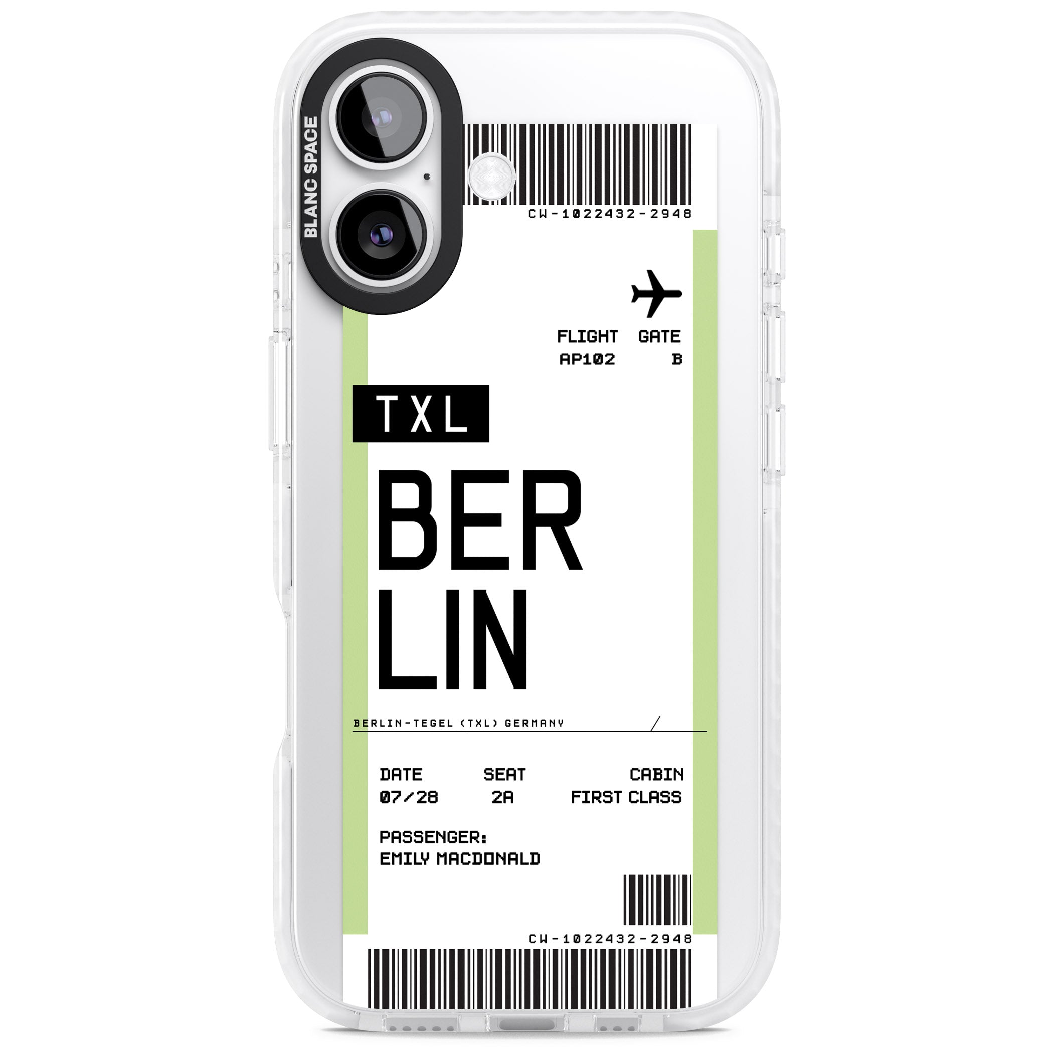 Personalised Berlin Boarding Pass iPhone 17 Impact Clear Phone Case