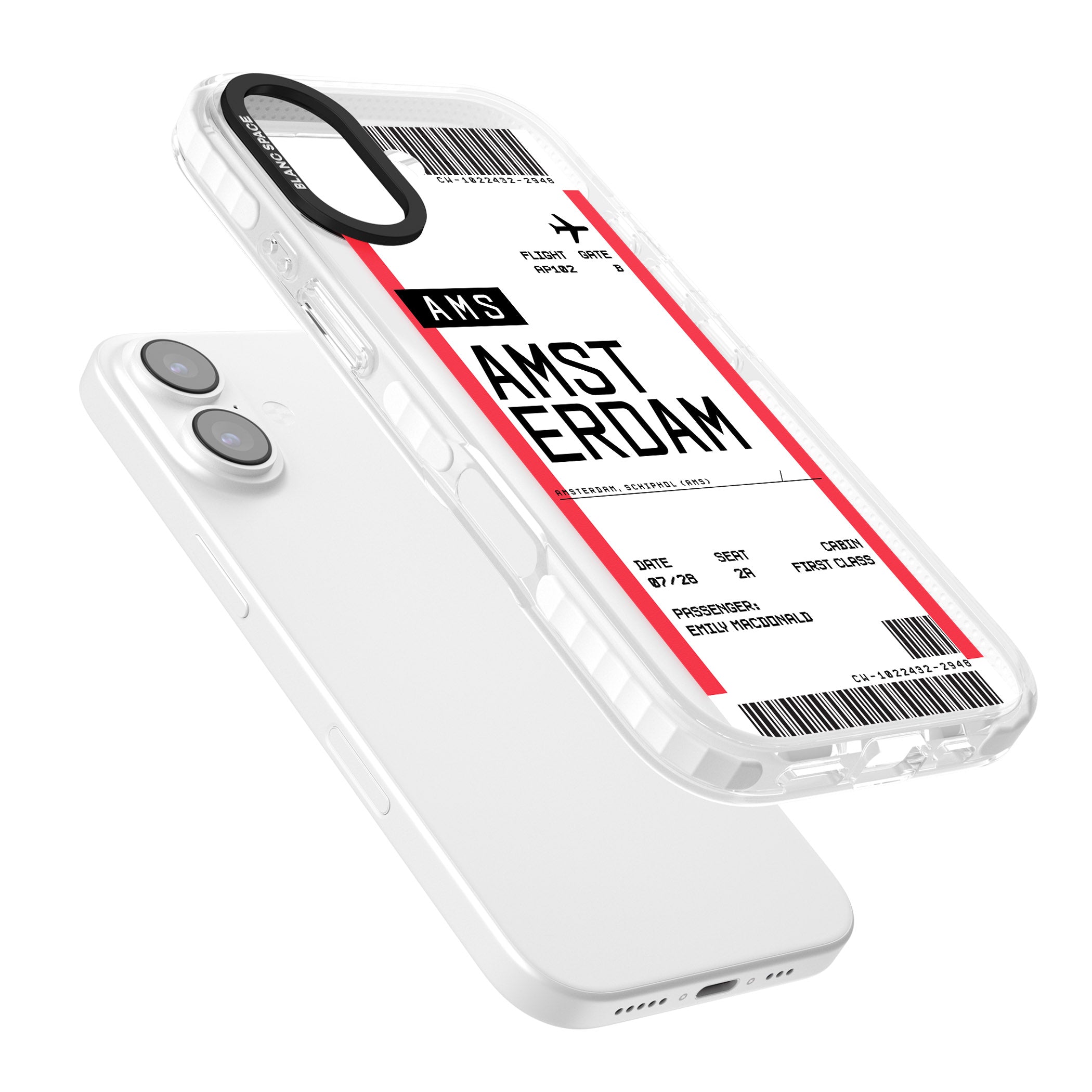 Personalised Amsterdam Boarding Pass iPhone 17 Impact Clear Phone Case Colours