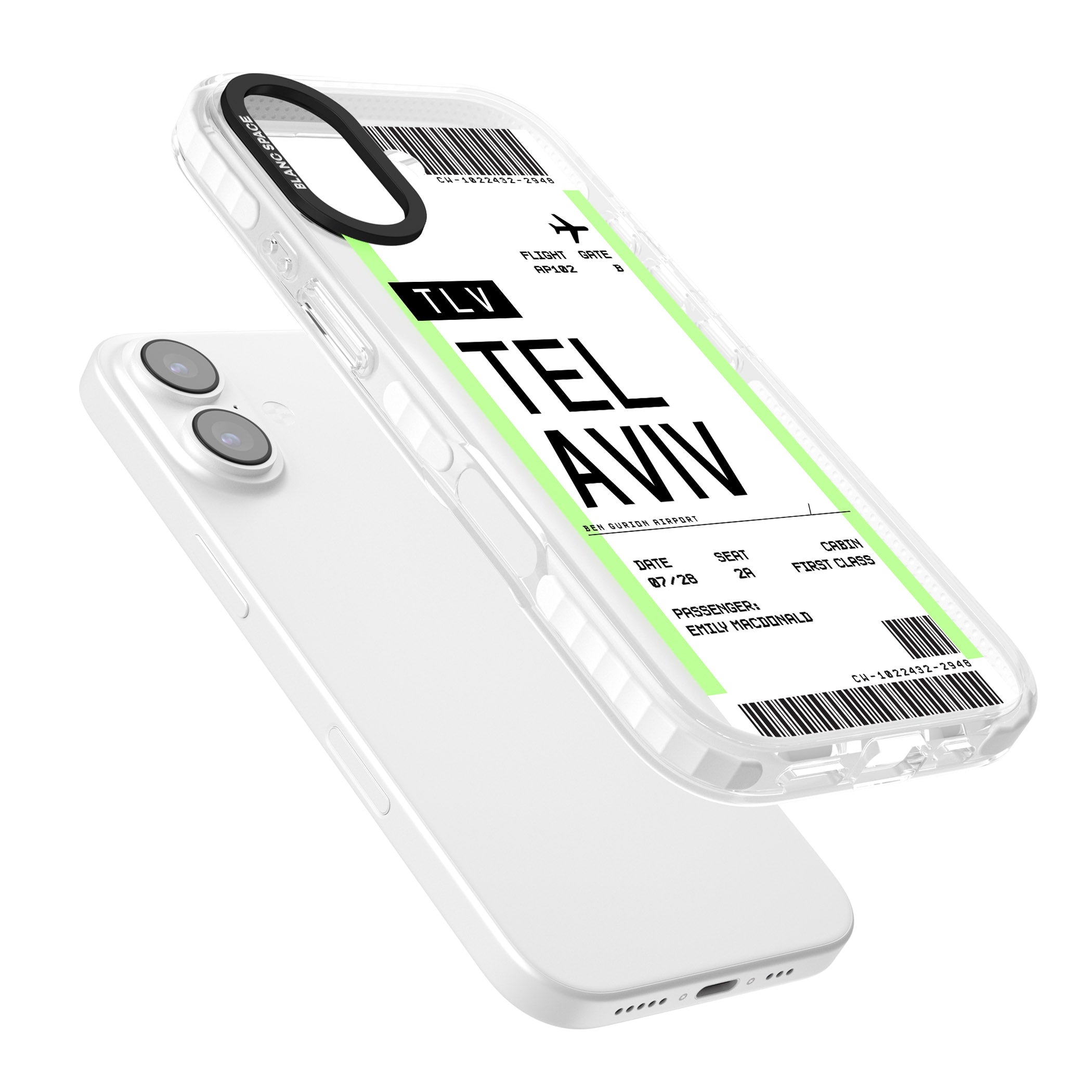 Personalised Tel Aviv Boarding Pass iPhone 17 Impact Clear Phone Case Colours