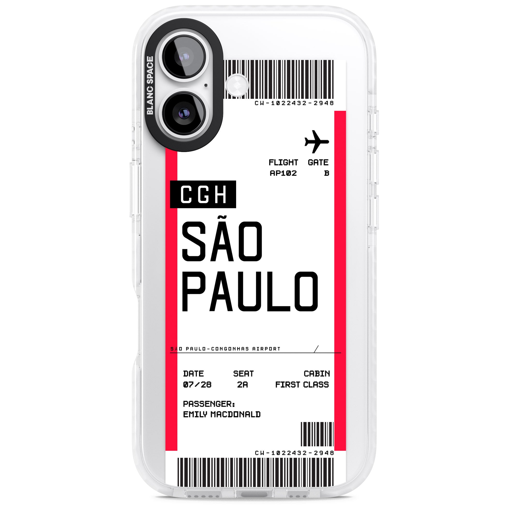 Personalised São Paulo Boarding Pass iPhone 17 Impact Clear Phone Case