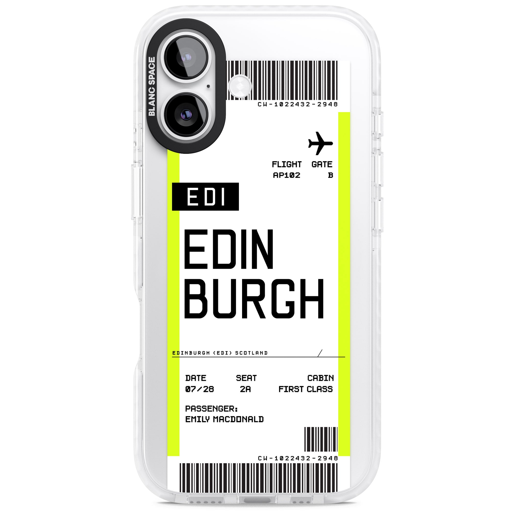 Personalised Edinburgh Boarding Pass iPhone 17 Impact Clear Phone Case