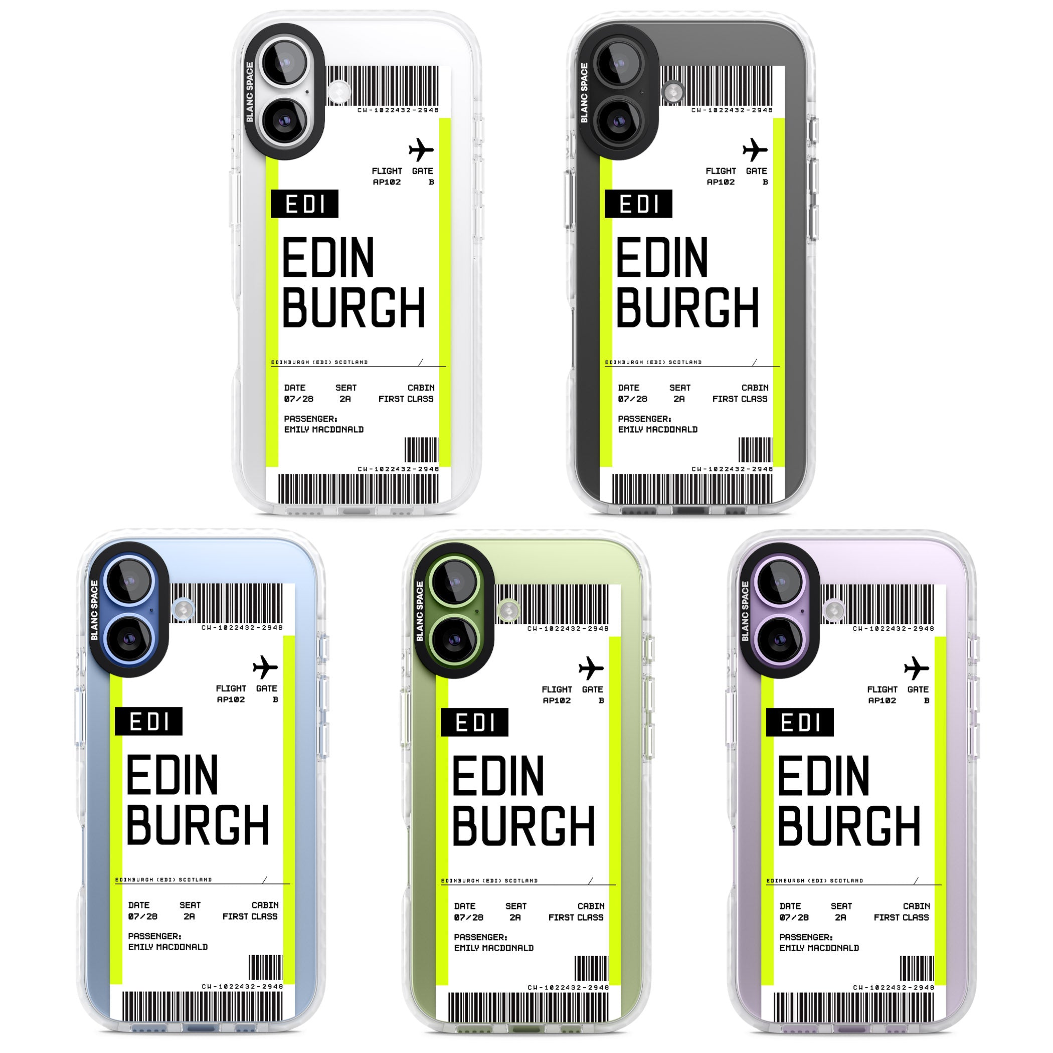 Personalised Edinburgh Boarding Pass iPhone 17 Impact Clear Phone Case APT Impact Protection