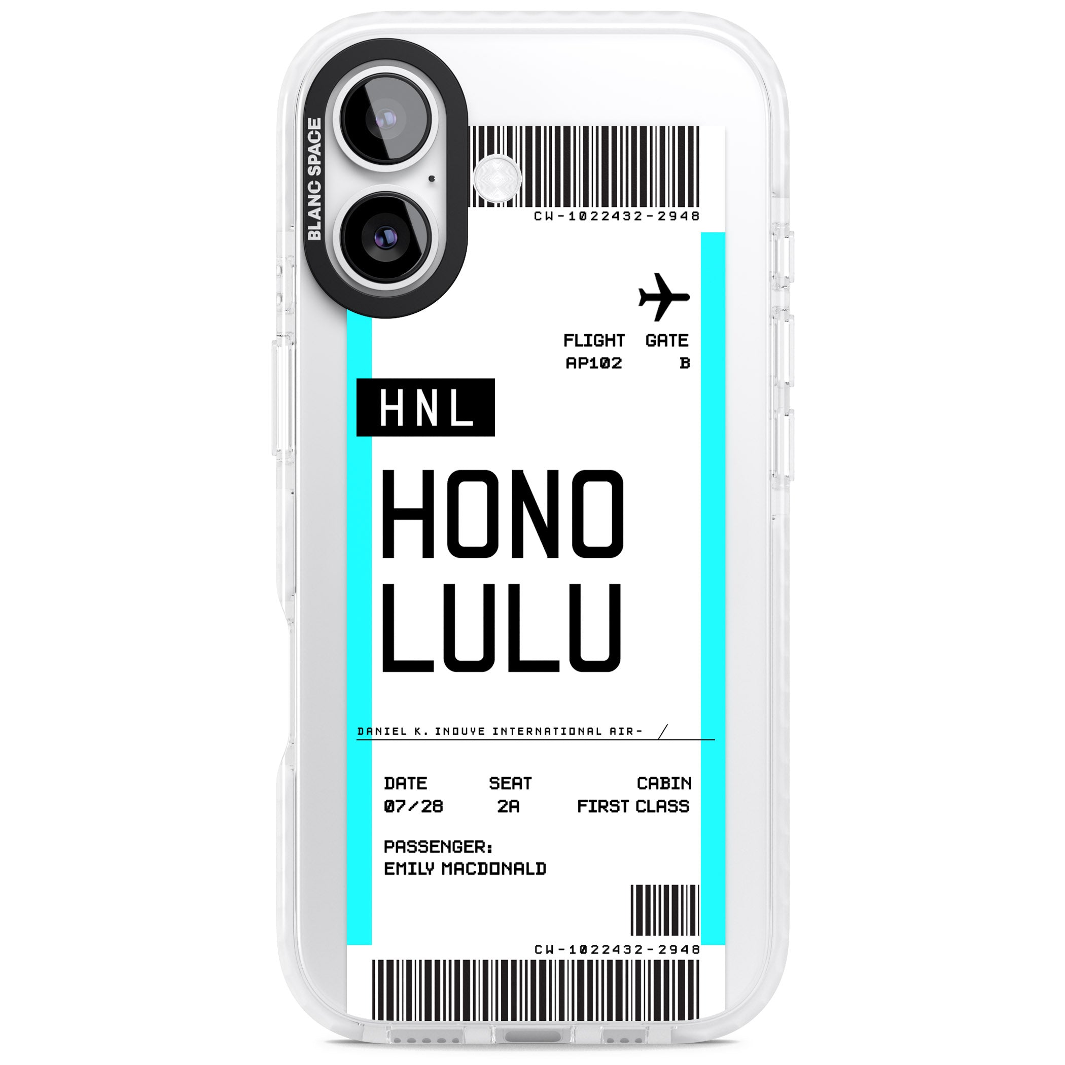 Personalised Honolulu Boarding Pass iPhone 17 Impact Clear Phone Case