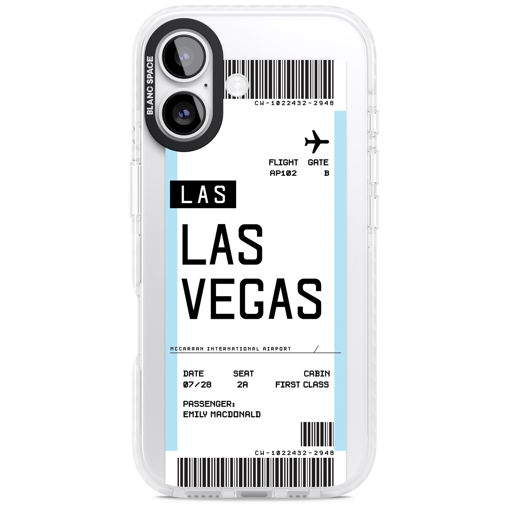 Personalised Las Vegas Boarding Pass iPhone 17 Impact Clear Phone Case