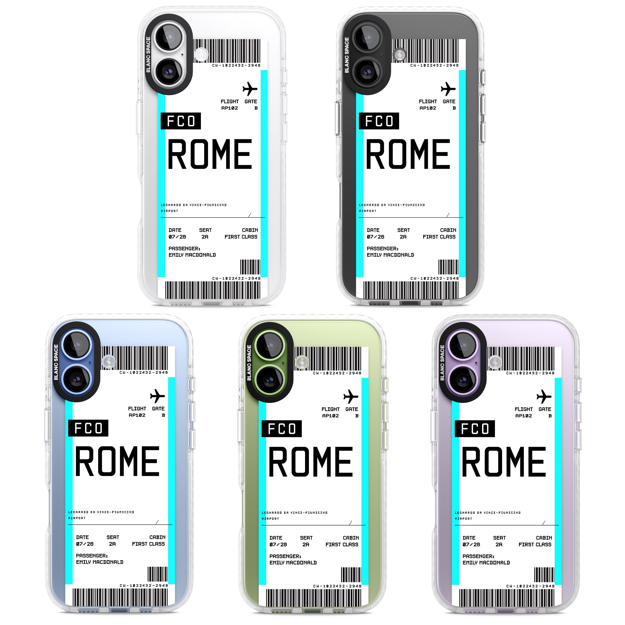 Personalised Rome Boarding Pass iPhone 17 Impact Clear Phone Case APT Impact Protection